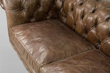 Casa Padrino Chesterfield-Sofa Chesterfield Luxus Echt Leder Sofa 2.5 Seater Vintage Leder von Cigar