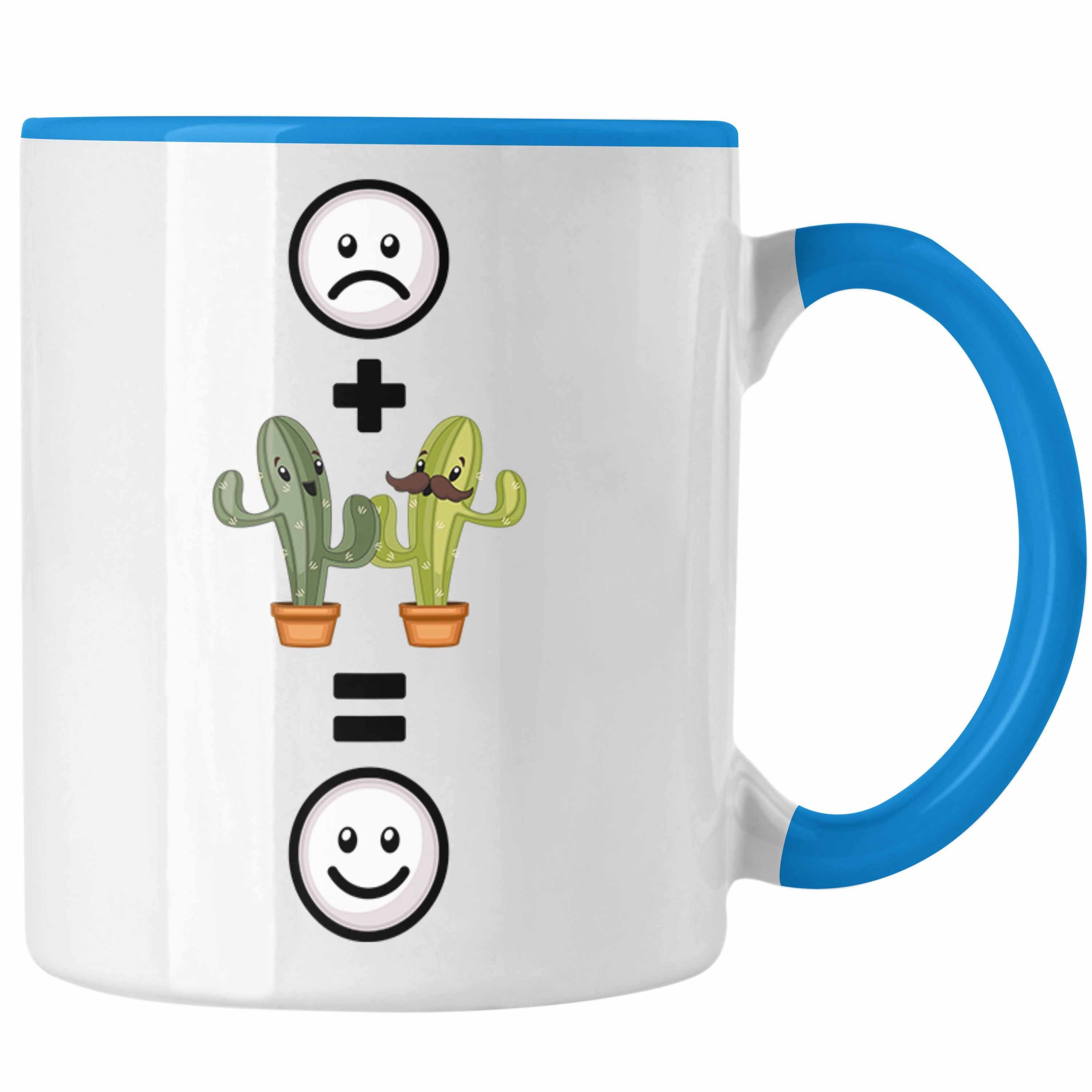 Trendation Tasse Kaktus Tasse Geschenk für Kaktus-Liebhaber Lustige Geschenkidee :(K Blau | Teetassen