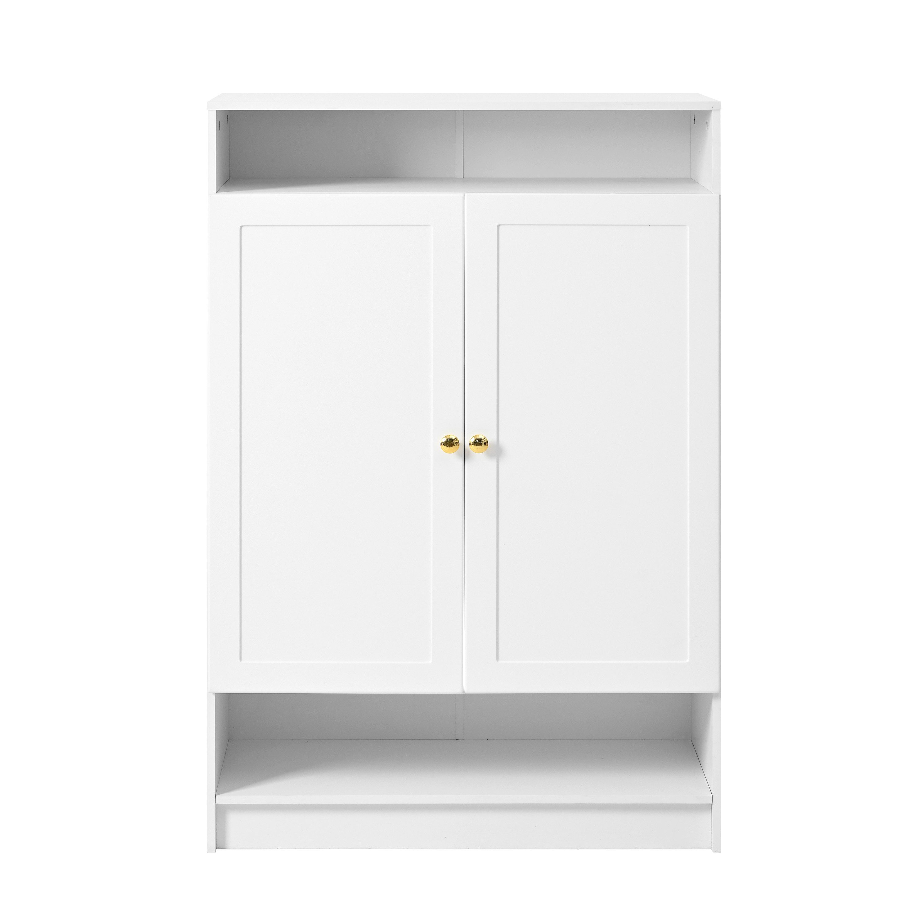 Flieks Schuhschrank mit 2 Türen (1-St., B73/D34/H109 cm) Schuhkommode mit verstellbaren Regalen Schuhregal Weiß, 5 Fächern – Bild 3 von 5