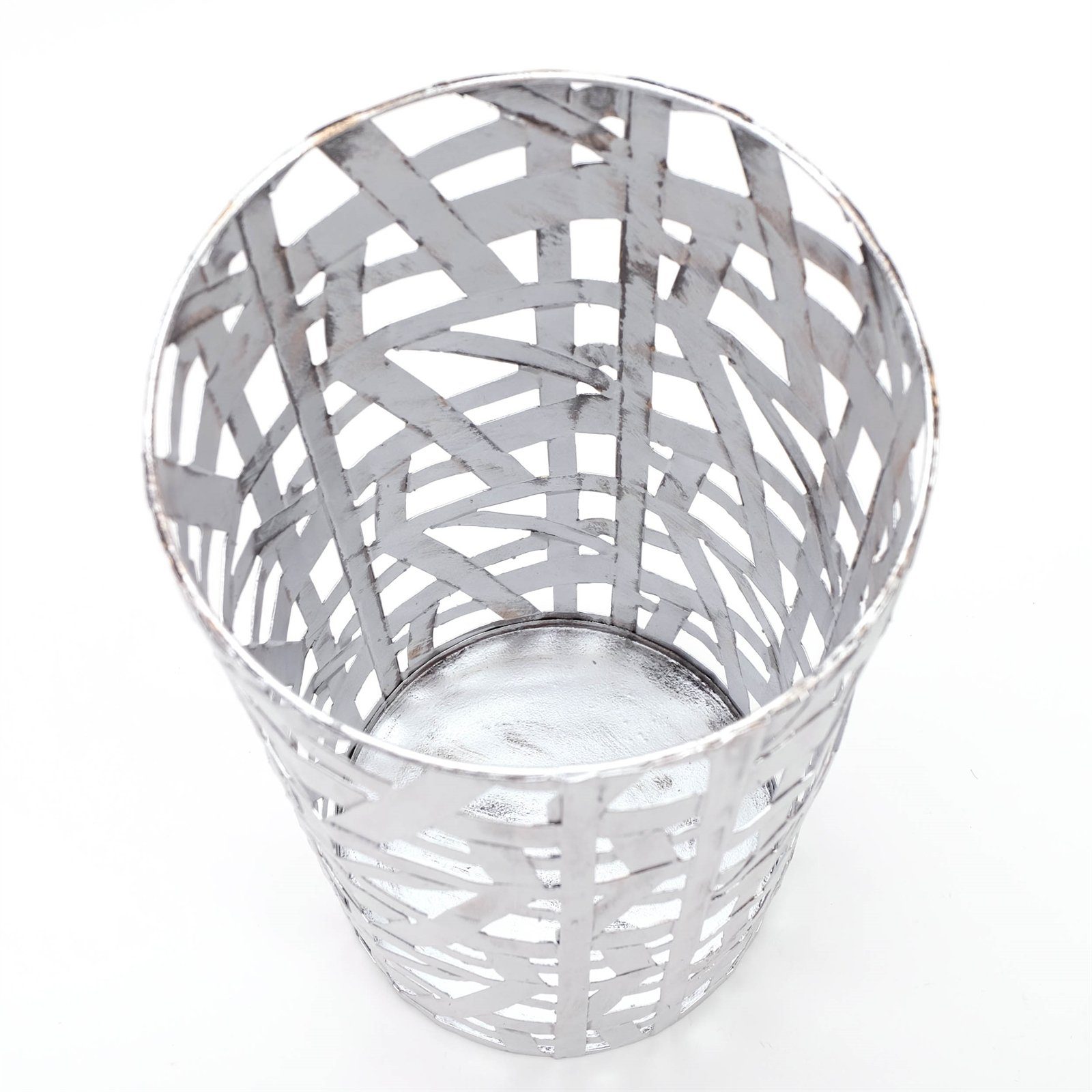 DESIGN DELIGHTS Schirmständer SCHIRMSTÄNDER "CHICAGO", Metall, antik-silber, 50 cm, Flechtmuster