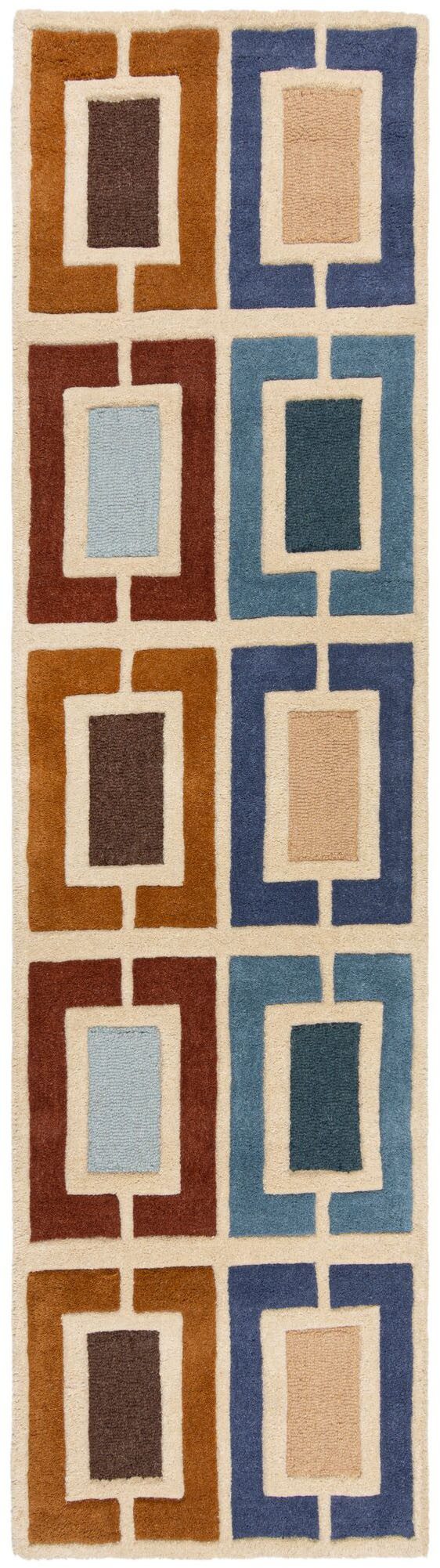 FLAIR RUGS Wollteppich Retro Blocks mit Hoch-Tief-Effekt, rechteckig, Höhe: 10 mm, handgeschnitzter Wollteppich,Wohnzimmer, Schlafzimmer, Esszimmer