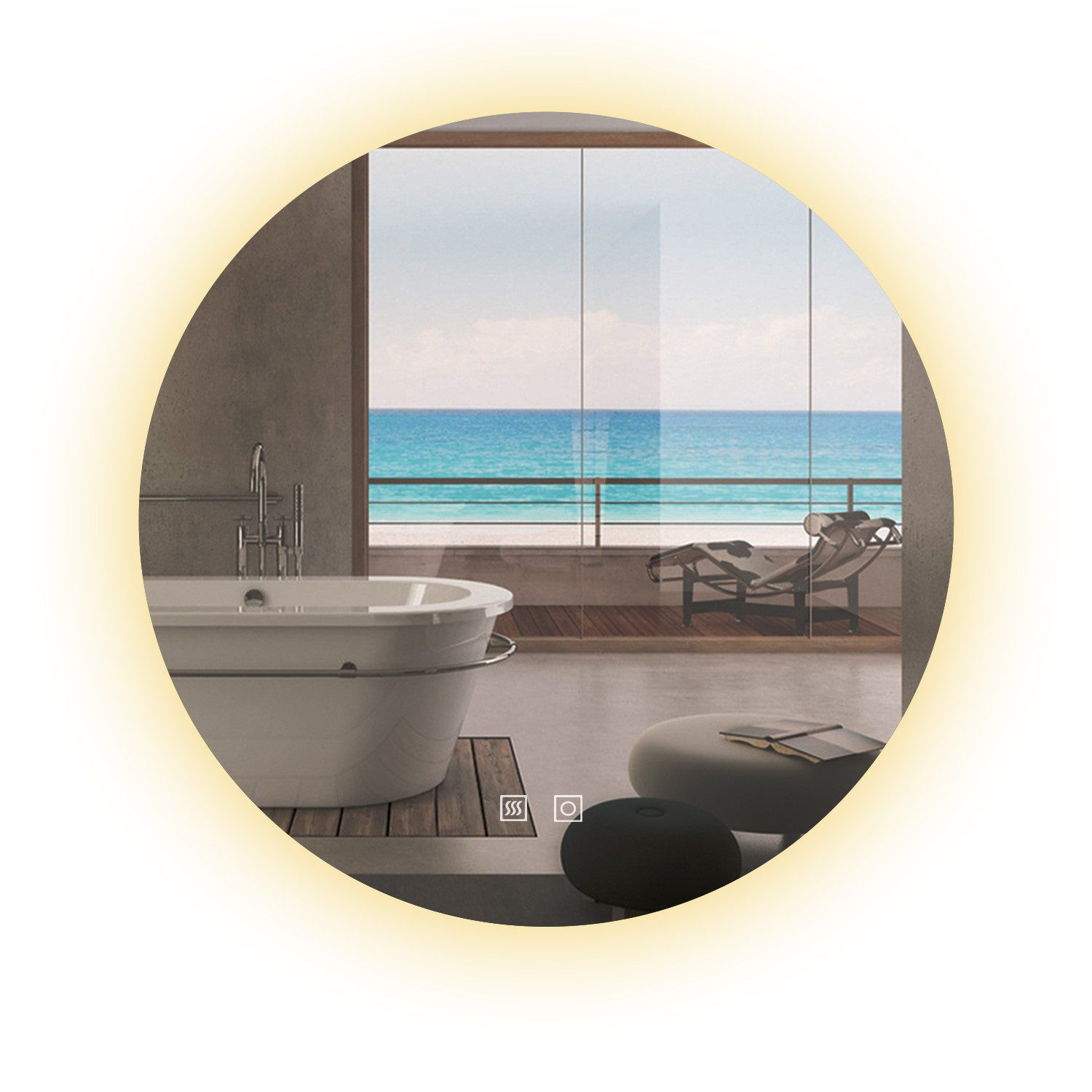 duschspa Badspiegel Rund Spiegel mit LED Beleuchtung Wandspiegel ohne Rahme günstig online kaufen