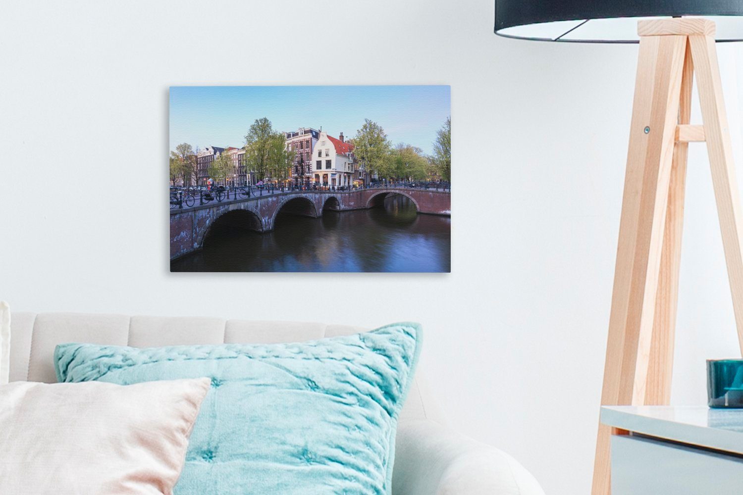 Die Wanddeko, Aufhängefertig, cm (1 Leinwandbild in Wandbild St), unter Amsterdam 30x20 Keizersgracht Leinwandbilder, blauem Himmel, OneMillionCanvasses®