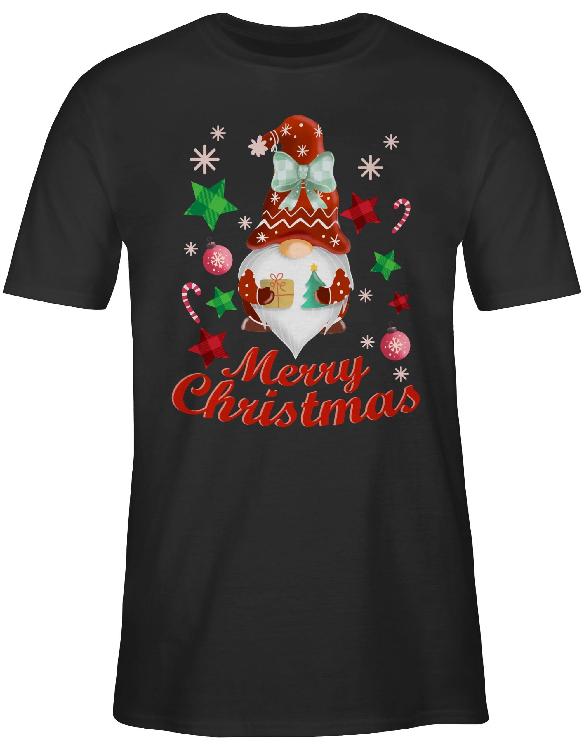 Schwarz Weihachten Kleidung T-Shirt Wichtel Weihnachtlicher Shirtracer 01