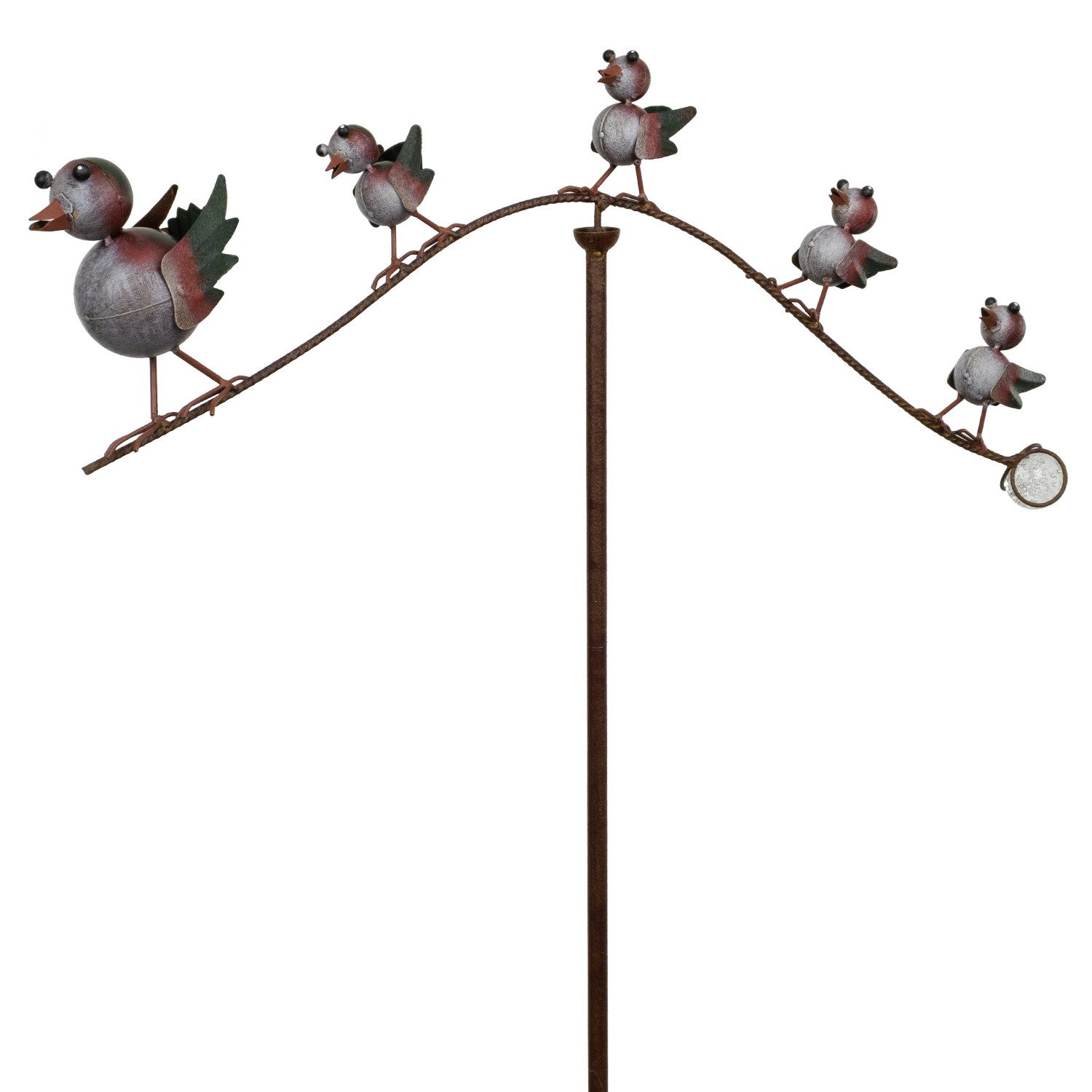 Gartenstecker Gartenstecker Vögel auf Ast mit Glaskugel 161 cm