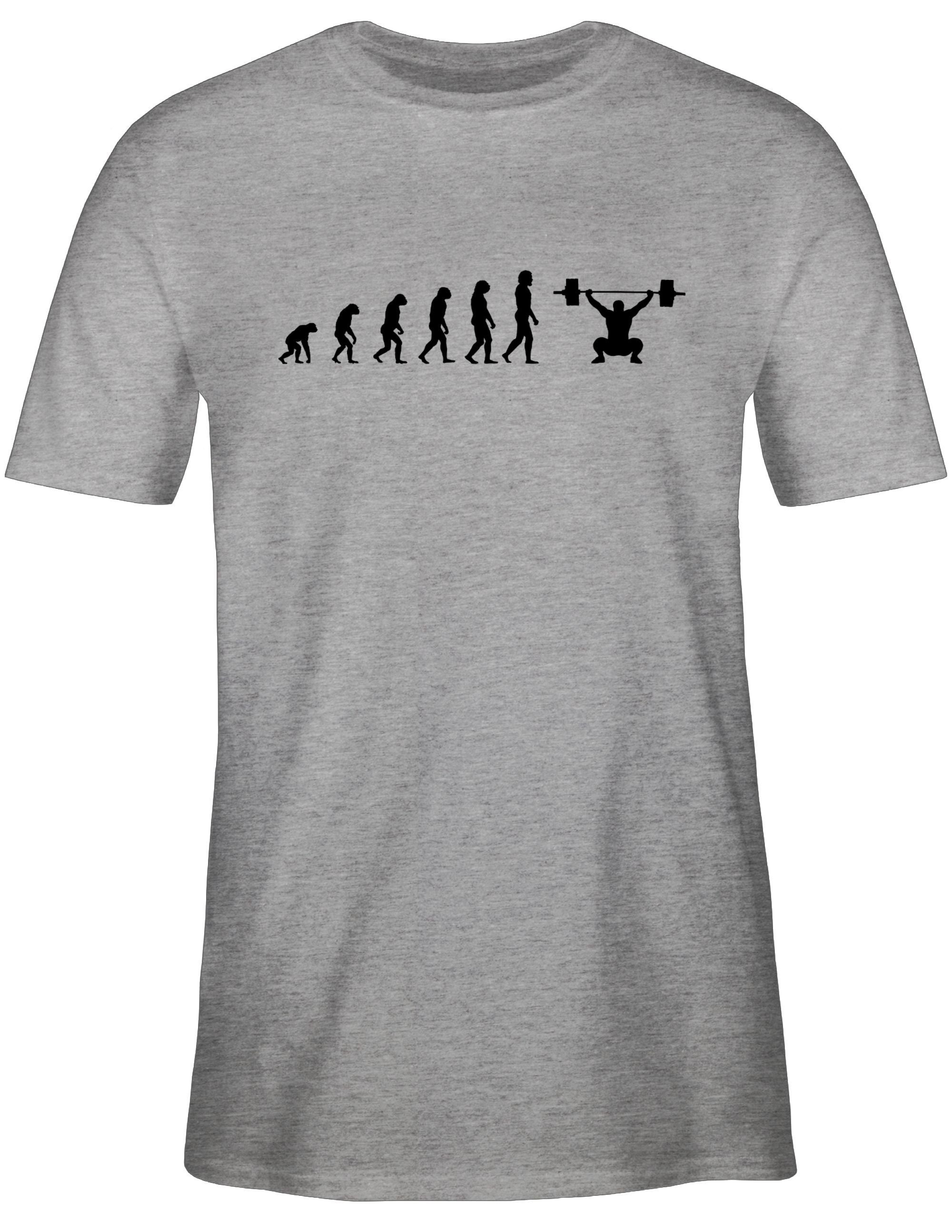2 Shirtracer T-Shirt Outfit Workout Grau meliert Evolution Evolution