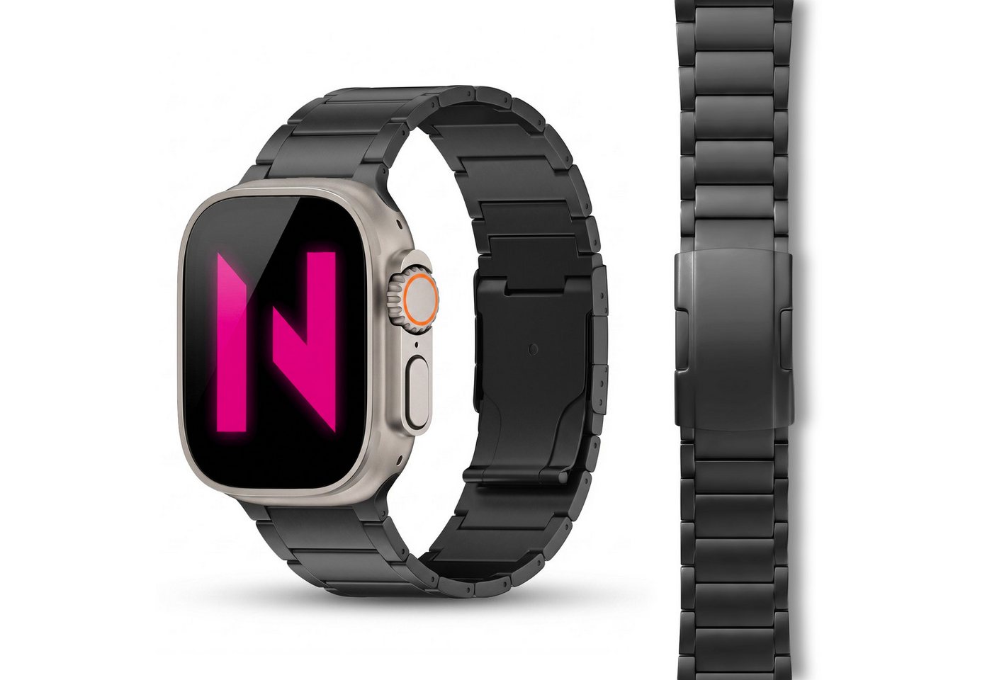 Nalia Smartwatch-Armband Apple Watch 49mm/46/45/44/42(Serie 1-3), Leichtes Titan Ersatzarmband / für Fitness Uhr / Rostfrei & Kratzfest