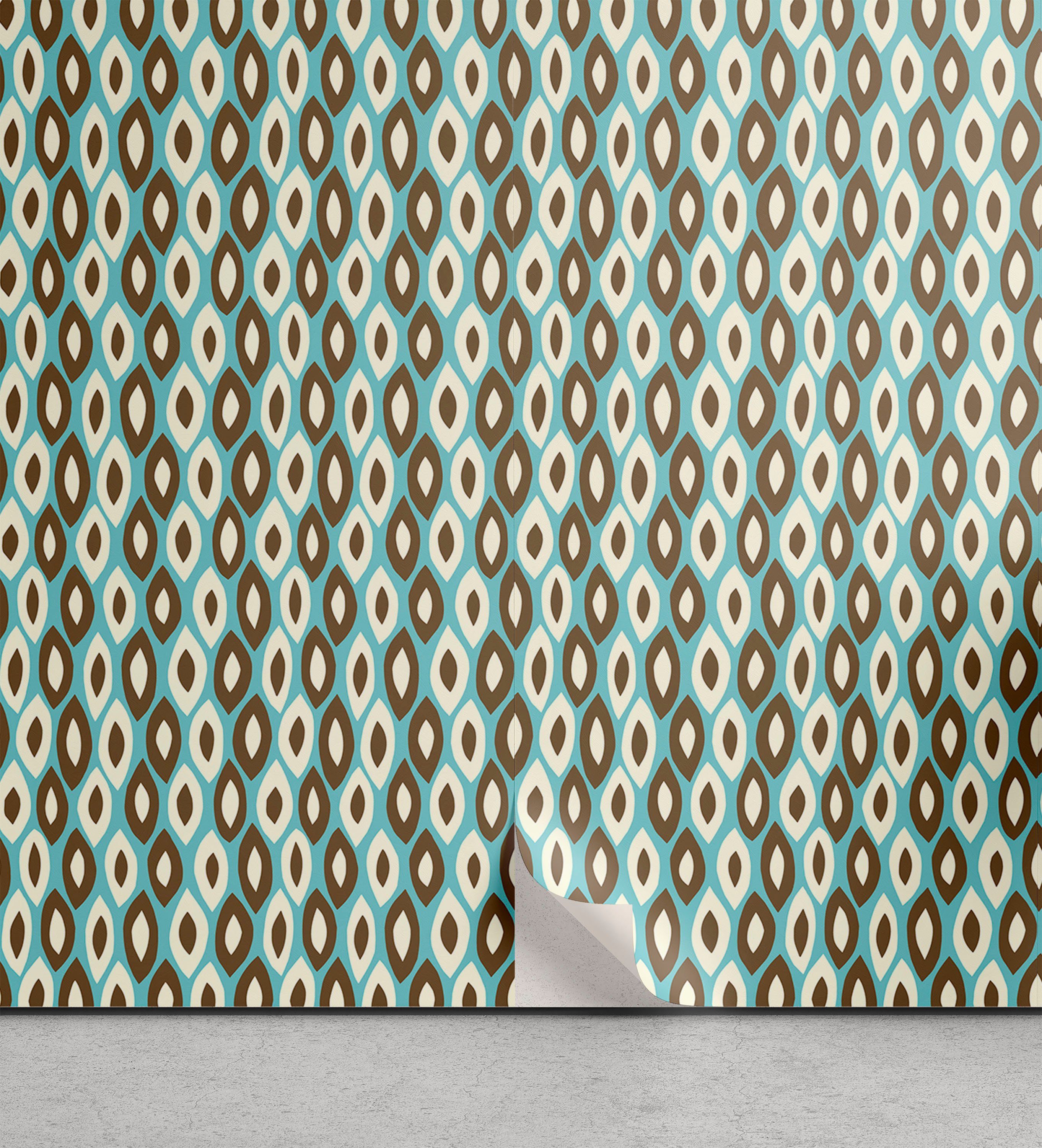 Simplistic selbstklebendes Formen Retro Wohnzimmer Vinyltapete ovale Küchenakzent, Abakuhaus