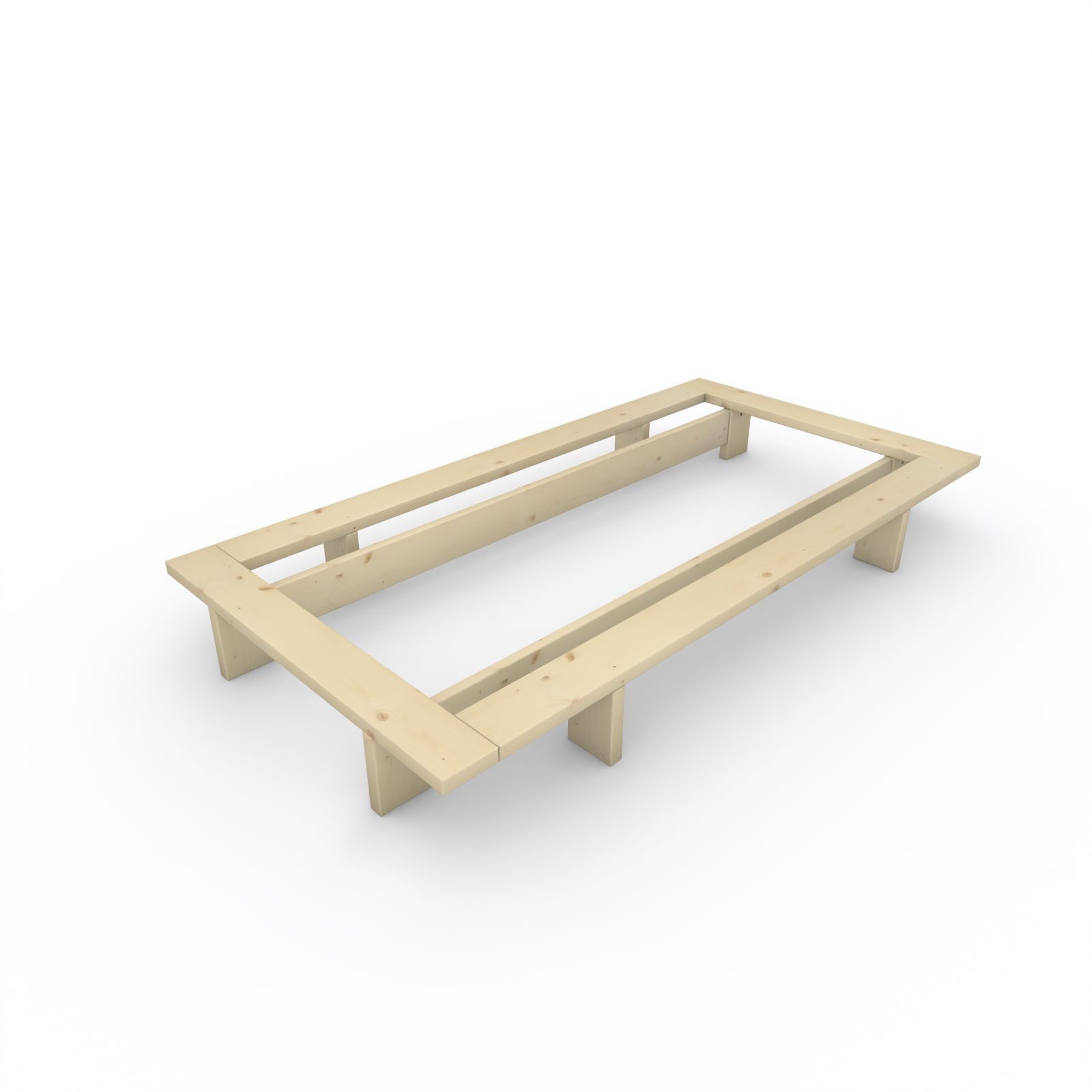 TUGA-Holztech Massivholzbett Holzbett Japanbett Naturholzbett 90x200 Fichte Einzelbett Massivholz, Größen B=80 90 100 120 140 160 180 200cm L=200 220cm Fichte, Zirbe
