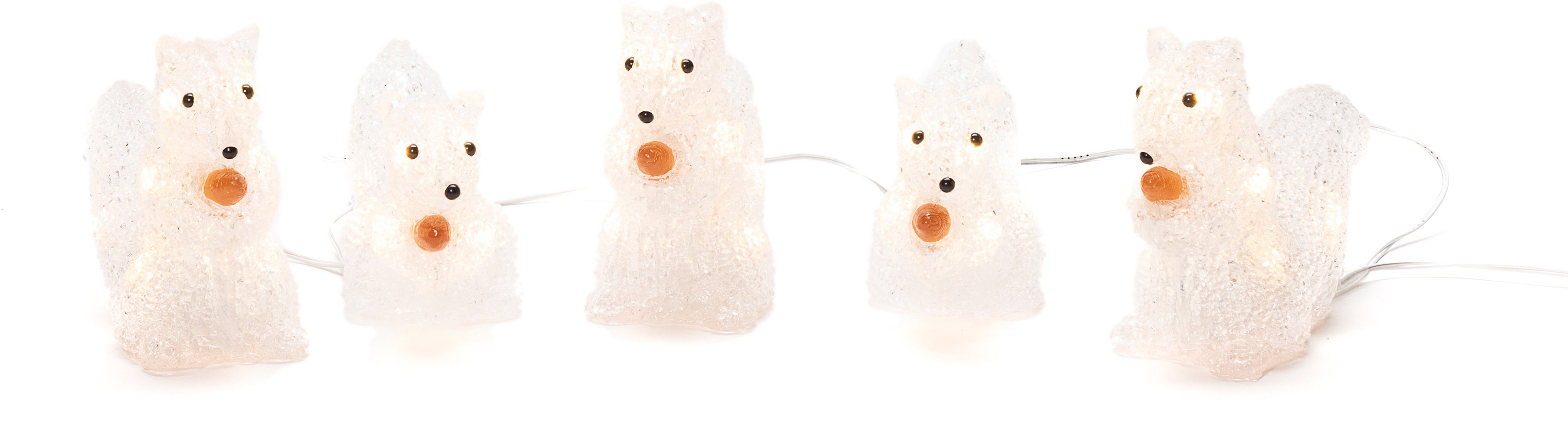 LED-Lichterkette warmweissen mit Dioden, 40 KONSTSMIDE Weihnachtsdeko Eichhörnchen, Acryl-Eichhörnchen LED-Lichterkette aussen, Niedliche mit
