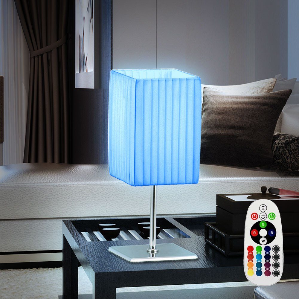 etc-shop LED Tischleuchte, Leuchtmittel inklusive, Warmweiß, Farbwechsel, Lese im Leuchten Set Fernbedienung Textil 2er Lampen Set Tisch Dimmer