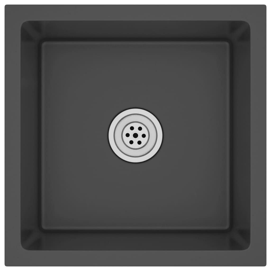 DOTMALL Einbauwaschbecken Handgemachte Einbauspüle Schwarz Edelstahl