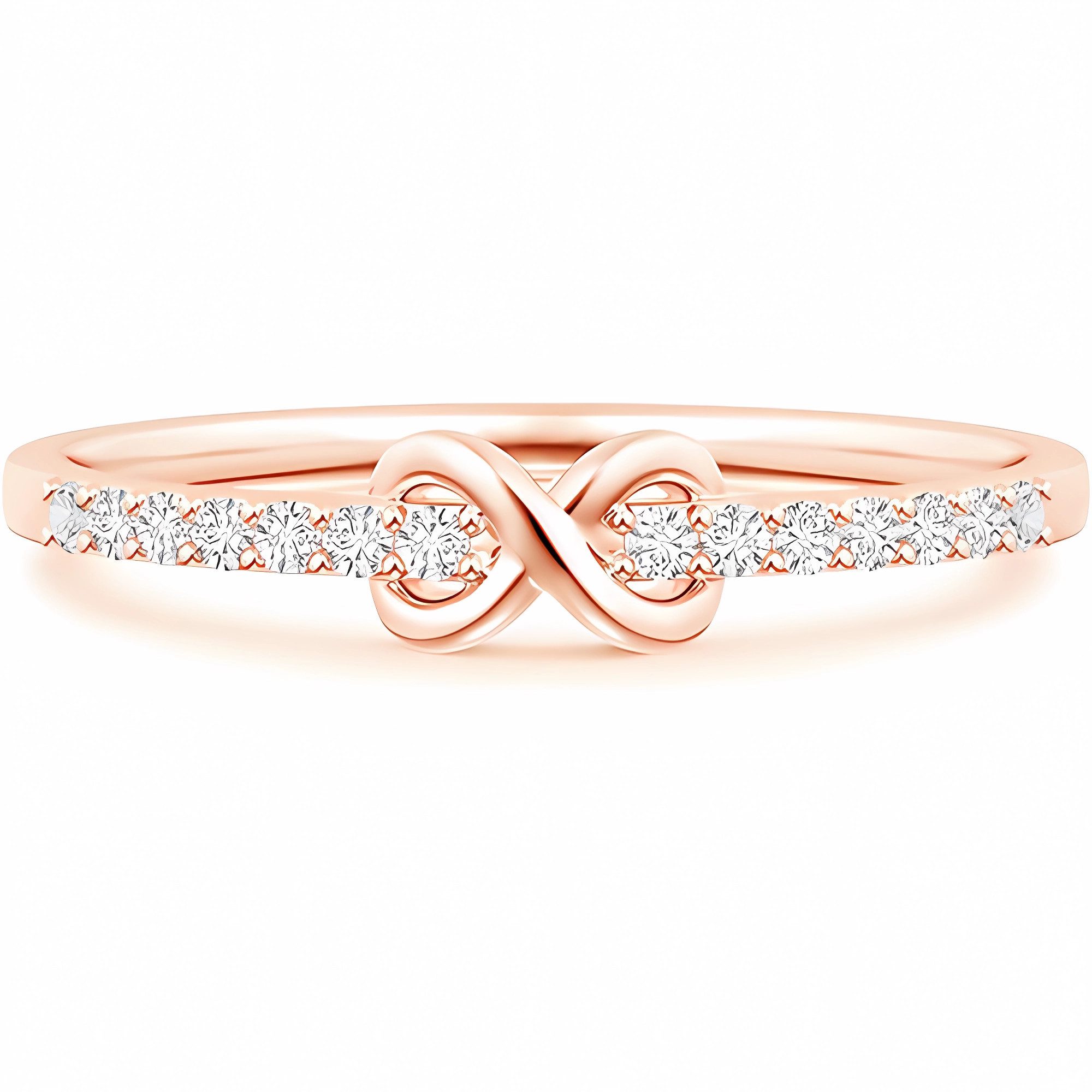 Jumpeak Diamantring Diamant Ring,Goldener Ring Damen,Schleife,Goldring Damen 585 Echtgold, Unendlichkeitszeichen,Labordiamant,Valentinstag Geschenk für Sie