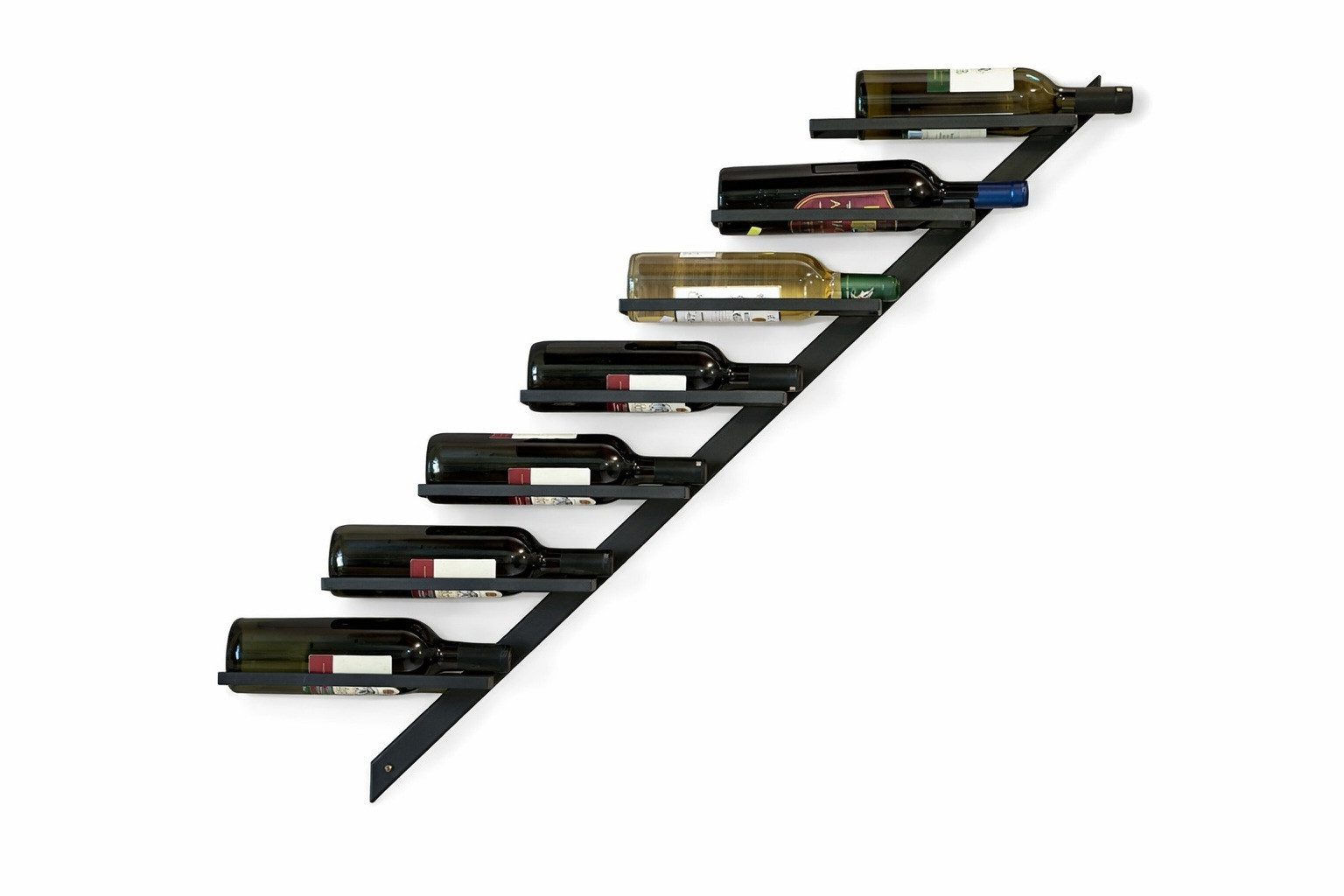 DanDiBo Weinregal Metall Schwarz Diagon 100 cm Flaschenhalter Flaschenständer Wandregal