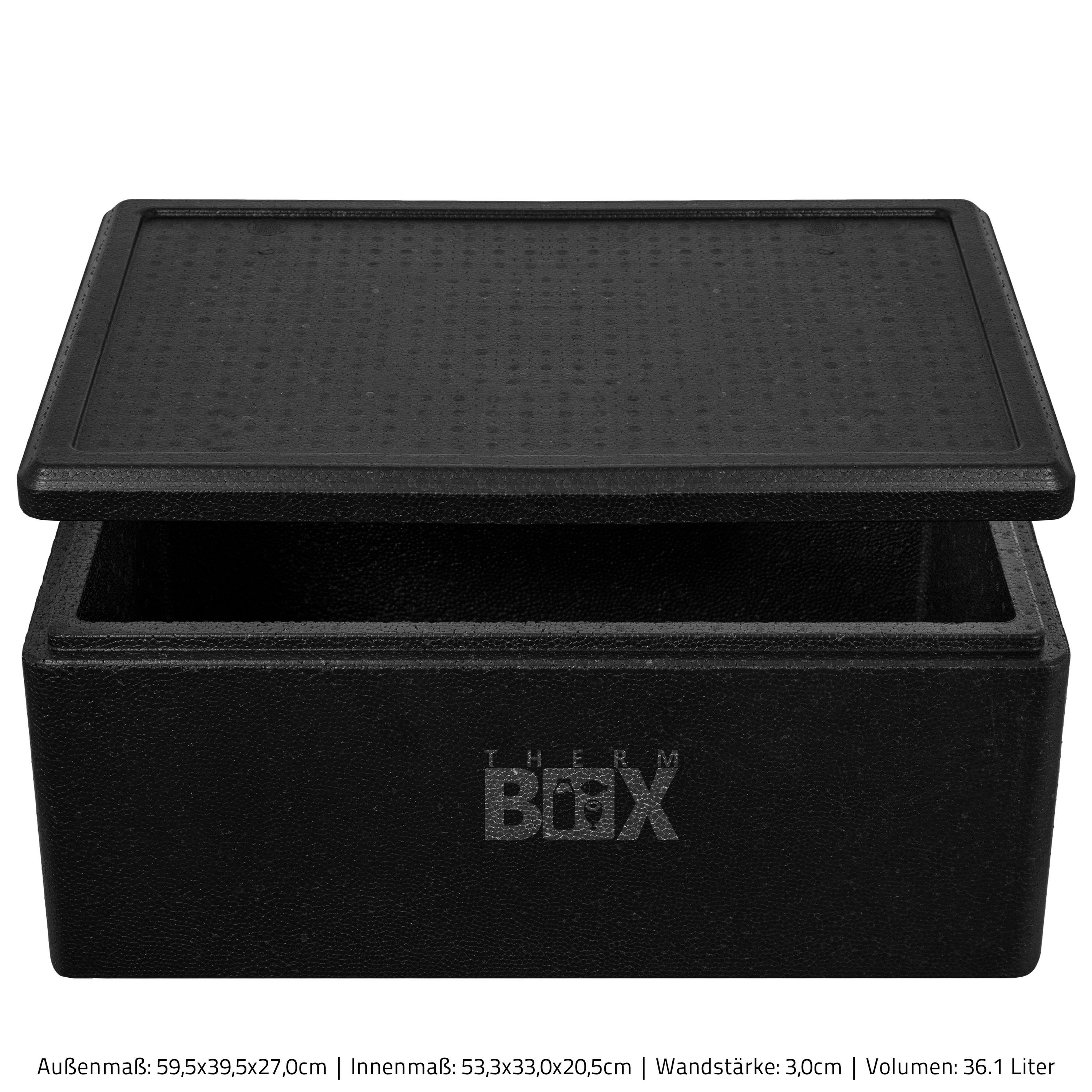 THERM-BOX Deckel Wand: (0-tlg., Thermobehälter im Karton), Thermbox 36B Warmhaltebox Styroporbox Isolierbox Styropor-Piocelan, Wiederverwendbar mit 3cm Innenmaß:53x33x20cm, Box Profibox Kühlbox 36,1L
