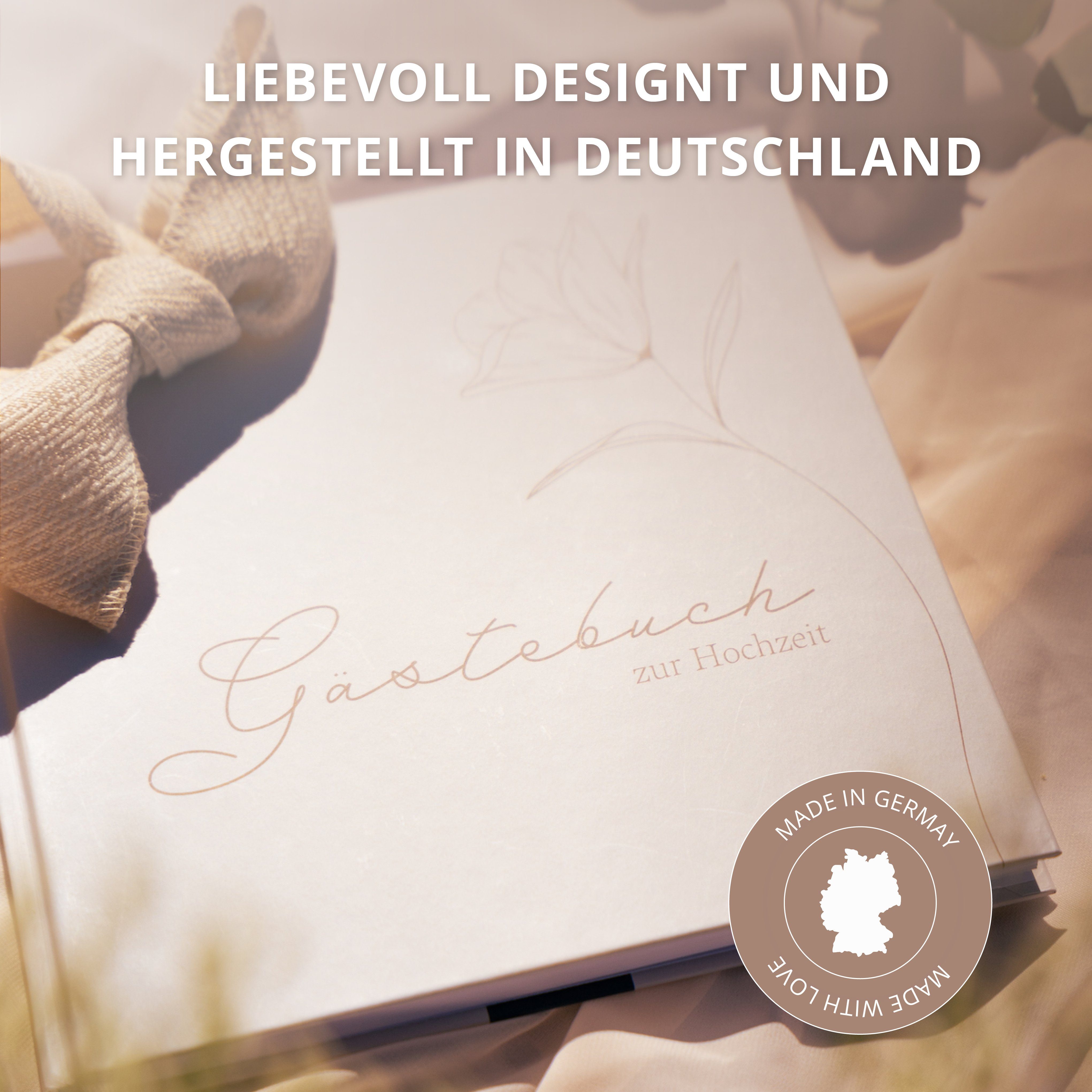 Amari Poesiealbum Hochzeit Gästebuch mit Fragen zum Ausfüllen zur Hochzeit, Made in Germany, Edles Hardcover, Hochwertiges Papier