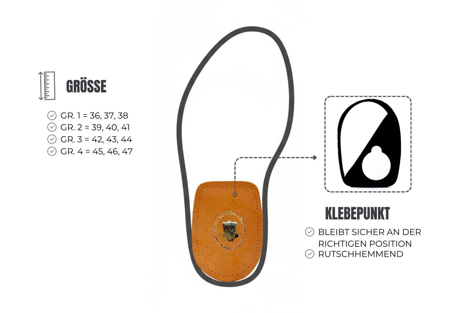 Ringpoint Einlegesohlen Fußkorrektur Ortho – Für optimalen Halt & Ausrichtung, 100 % Schafleder – Atmungsaktiv und saugfähig
