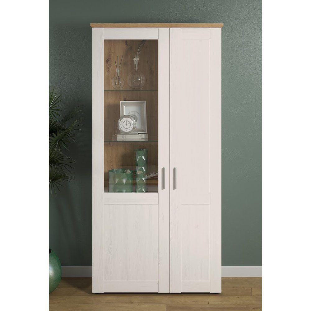 trendteam Vitrine Vitrinenschrank Hochschrank Beistellschrank Schrank Weiß 95x195x38cm