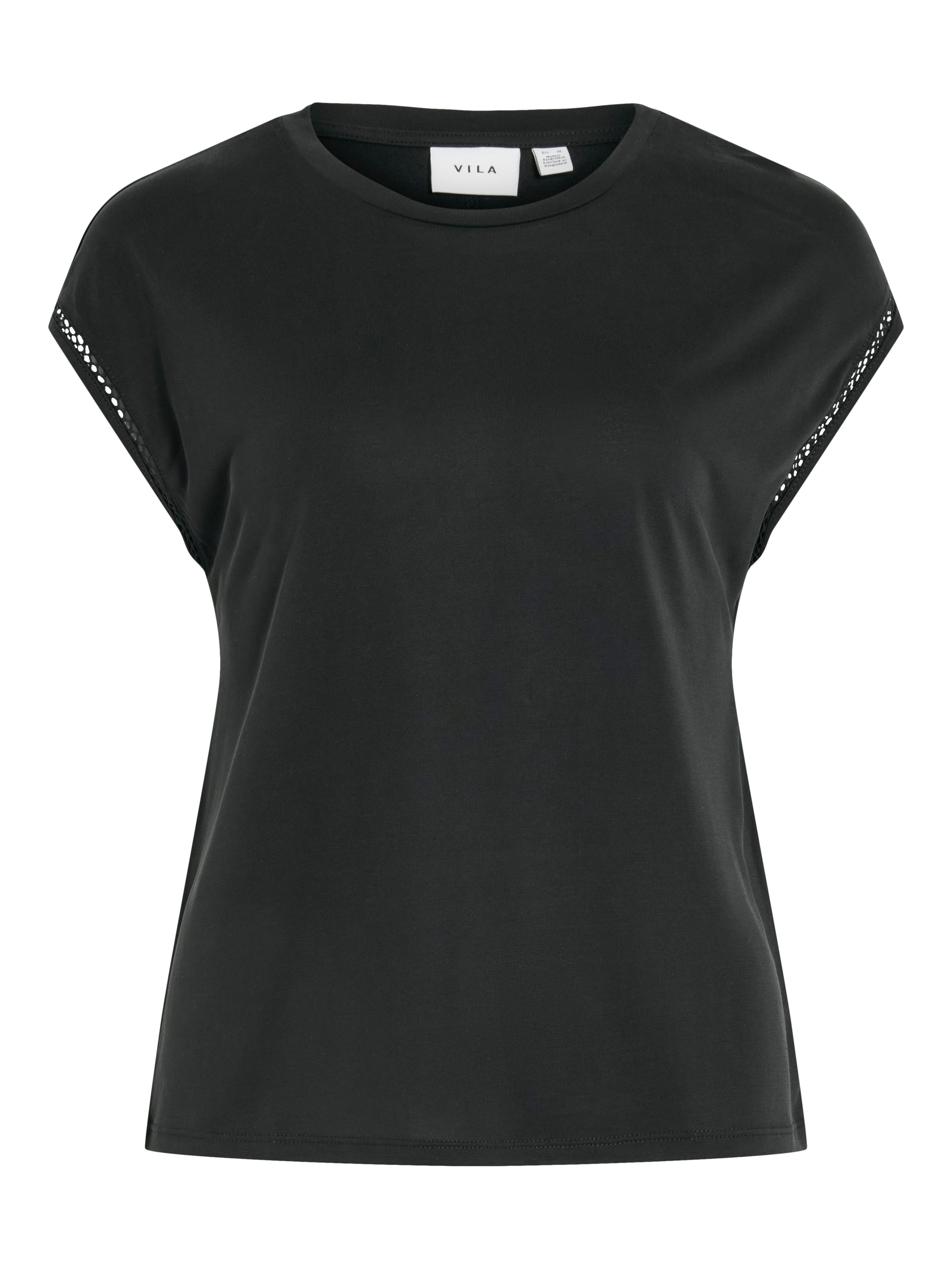 Vila Kurzarmshirt VIMODALA C/S O-NECK DETAIL TOP - NOOS günstig online kaufen
