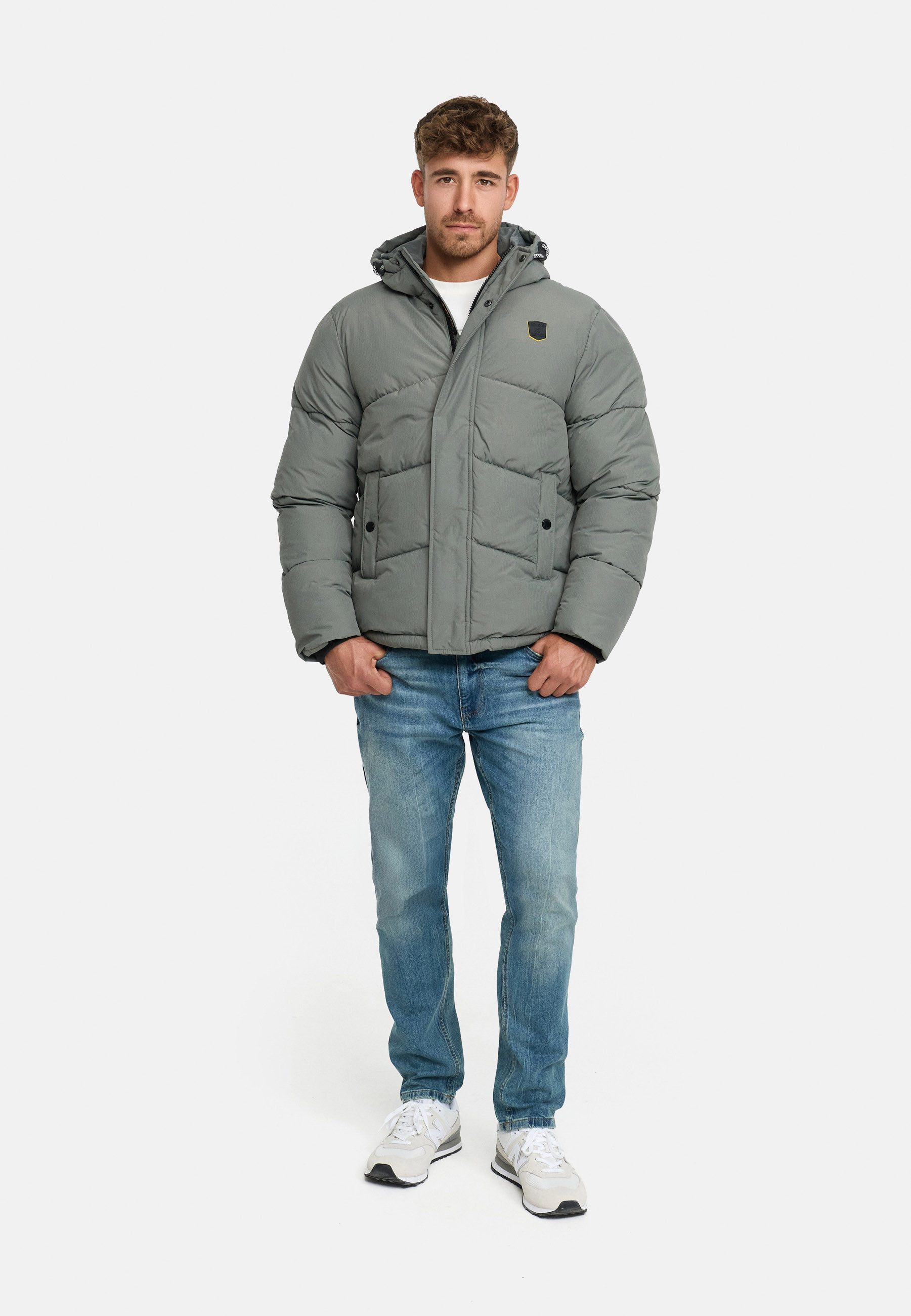 Indicode Winterjacke Herren INLaurits Jacket Herrenjacke Daunen-Optik mit Kapuze und sportiver Steppoptik