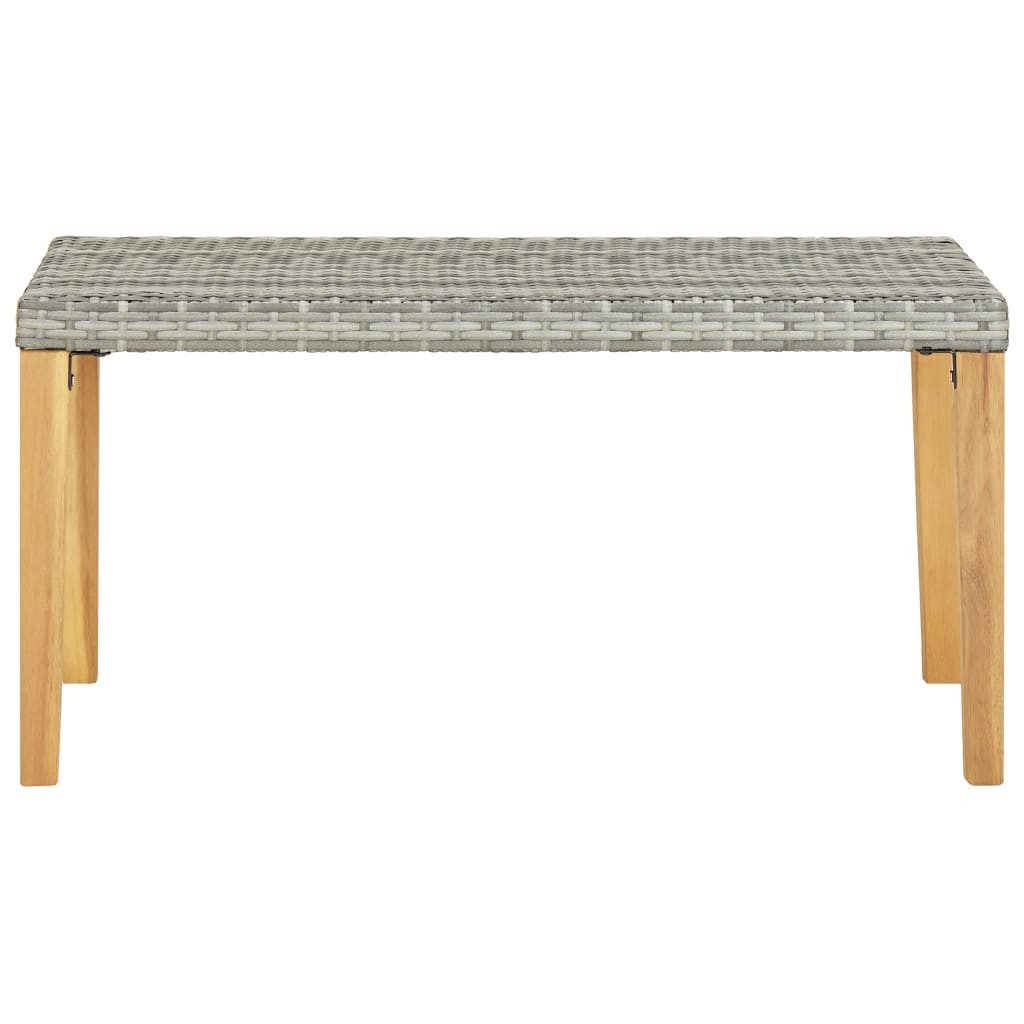 furnicato Gartenbank aus PE Rattan mit Echtholz-Beinen 120x40x40 cm Grau, Wasserfeste Sitzbank mit strapazierfähiger Oberfläche für den Pool