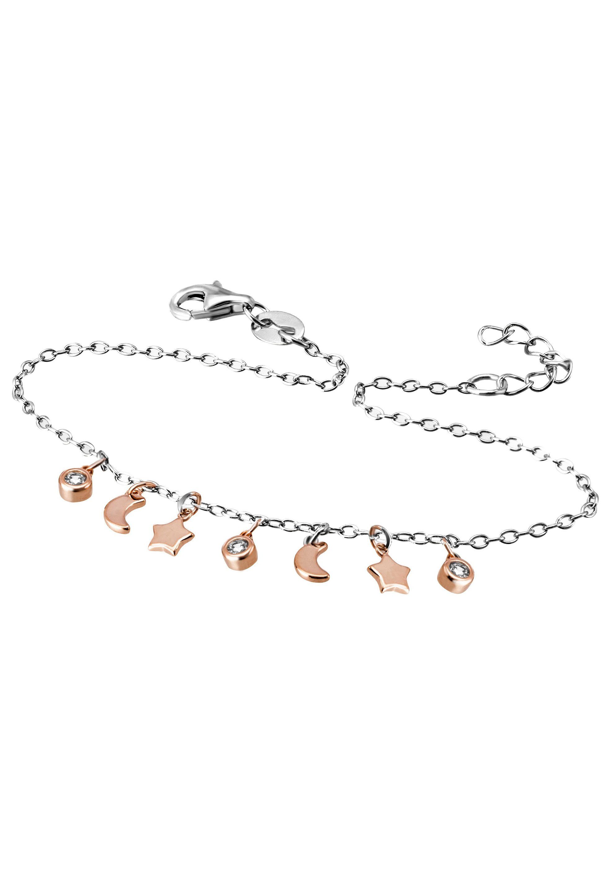 Fußkette mit Anhänger Schmuck Geschenk Silber 925 Körperschmuck Sonne/Sterne Rundanker