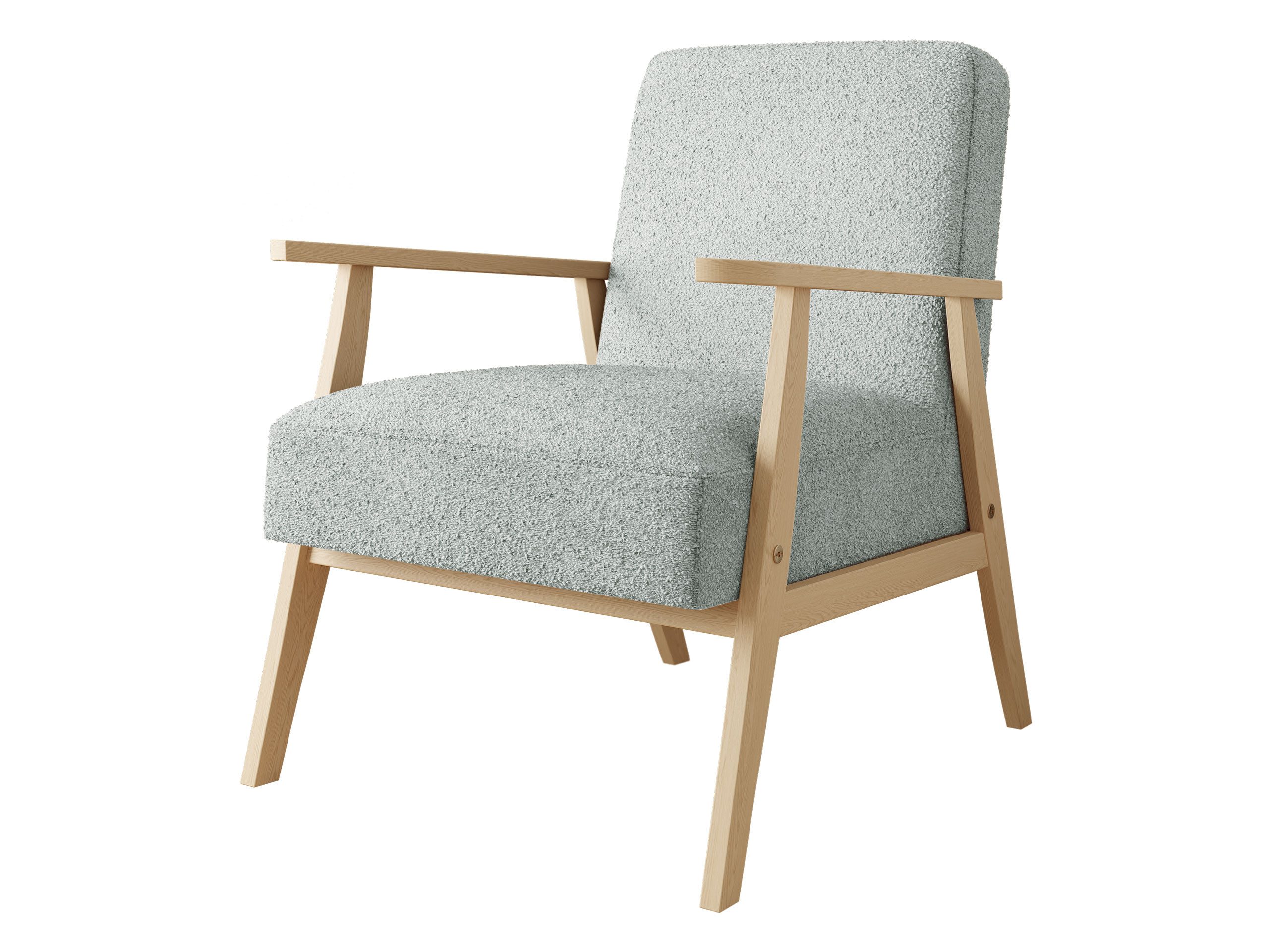 MIRJAN24 Sessel Retro Boucle (mit Wellenfeder), Holzkonstruktion, Freistehender, Armlehnen