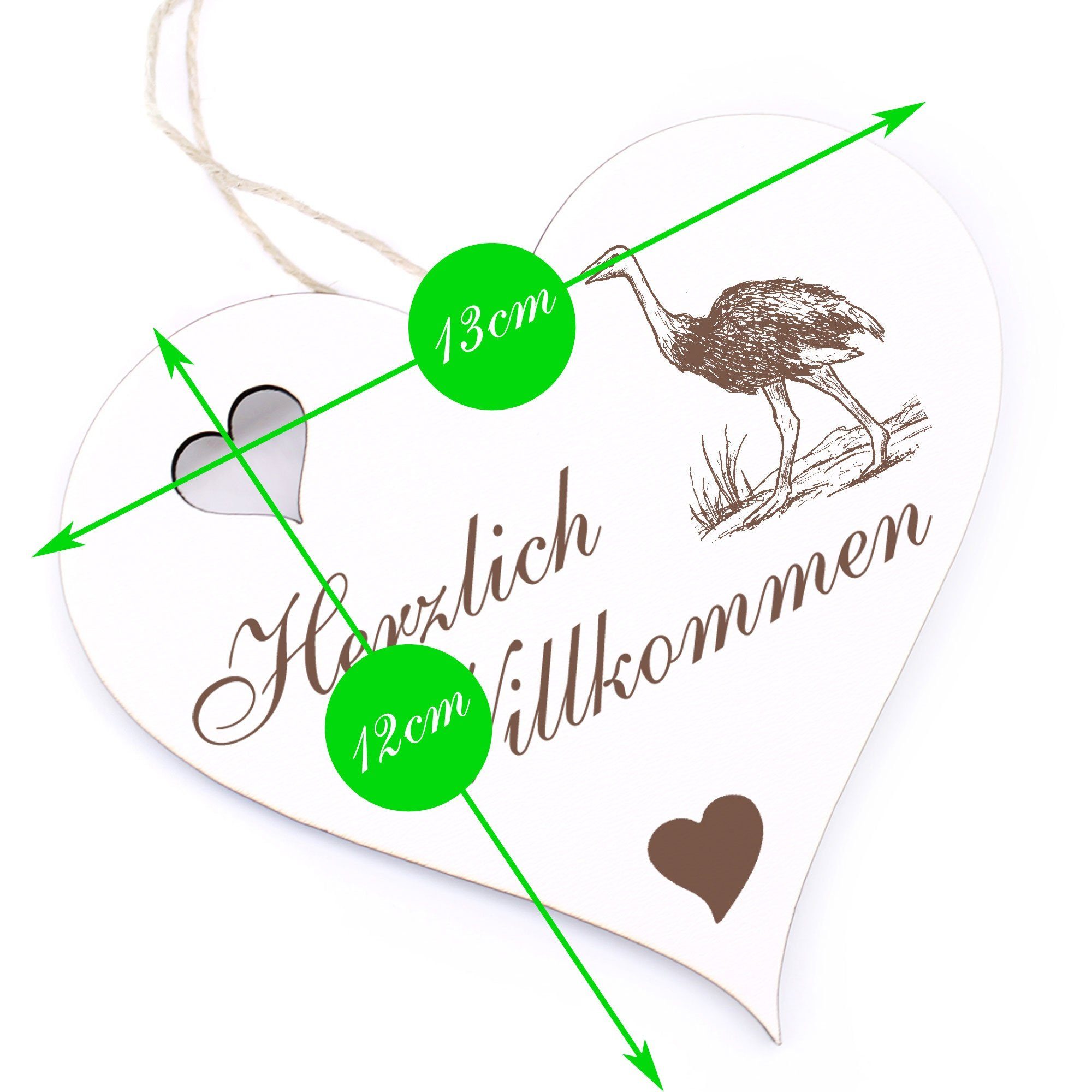 Herzlich - Hängedekoration Dekolando 13x12cm Willkommen Strauß - Vogel