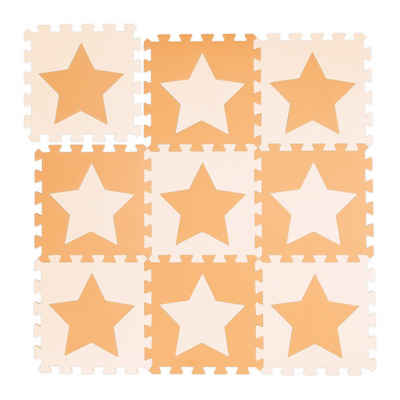 relaxdays Spielmatte Puzzlematte Sterne, Orange-Gelb