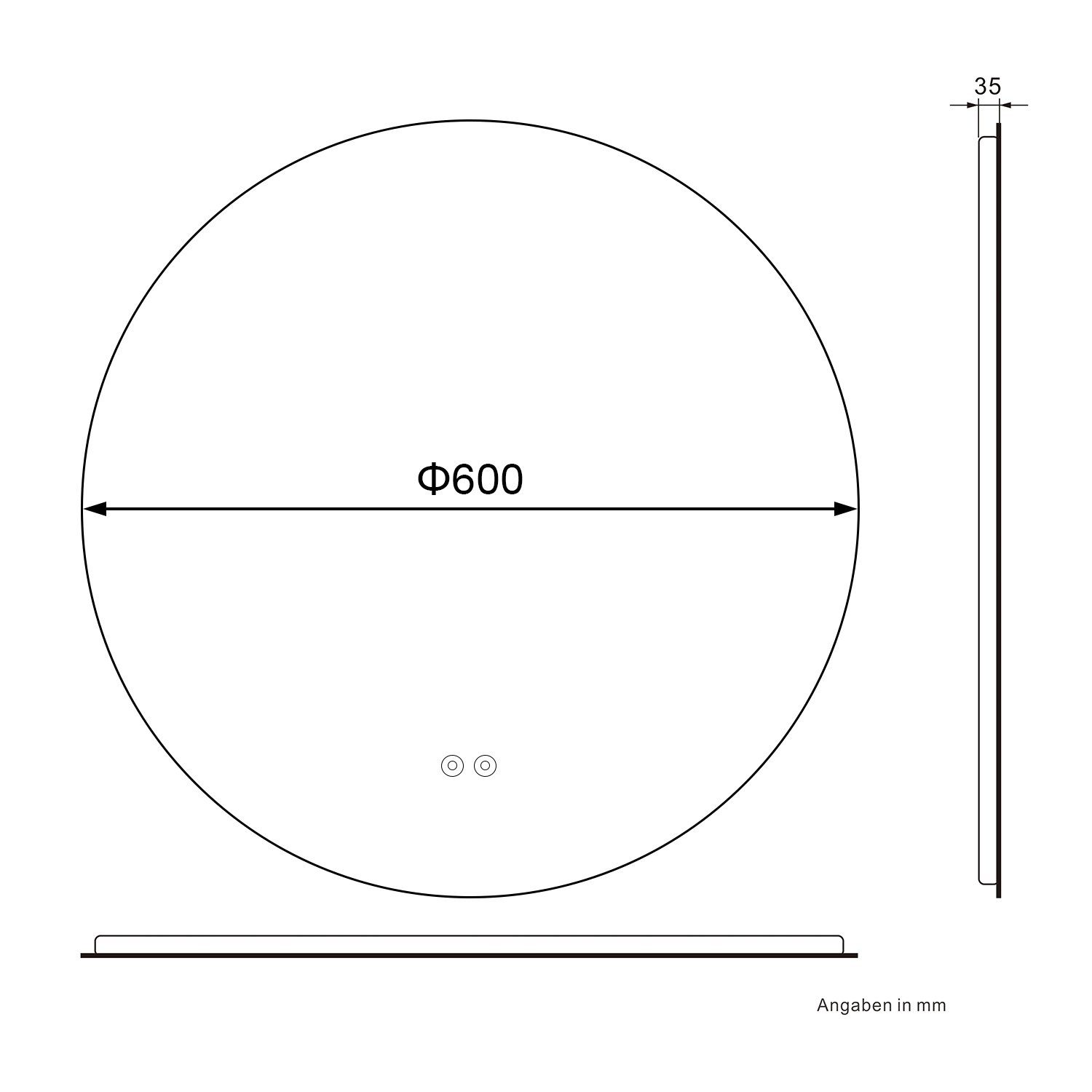 Antibeschlage, Lichtfarbe Rund Wandspiegel, Ø Energiesparend, Touch-Schalter, Badspiegel SONNI mit 80/60cm, Beleuchtung, Badspiegel Dimmbar