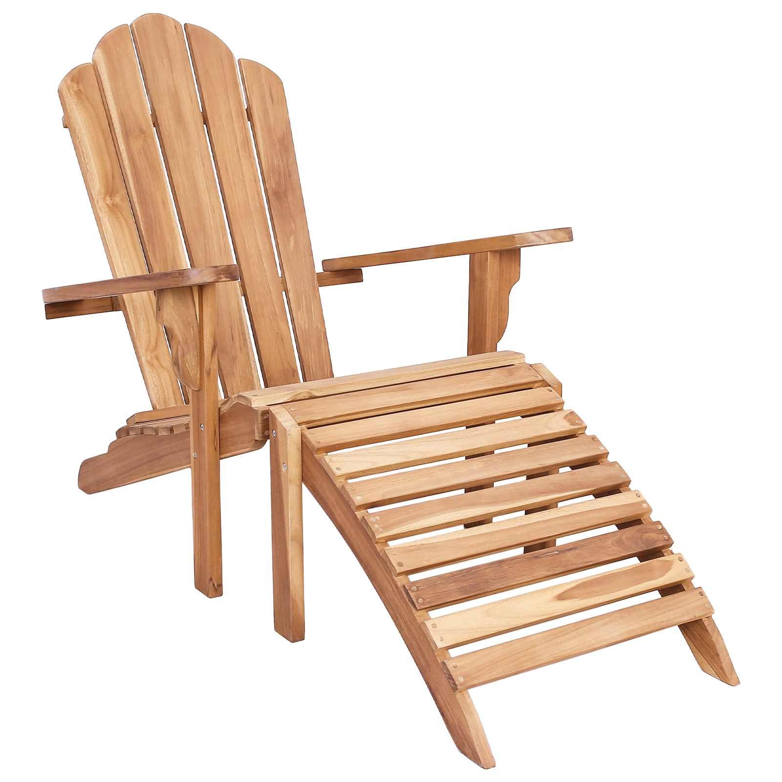 vidaXL Gartenstuhl Garten-Adirondack-Stuhl mit Fußstütze Natur Massivholz (1 St)