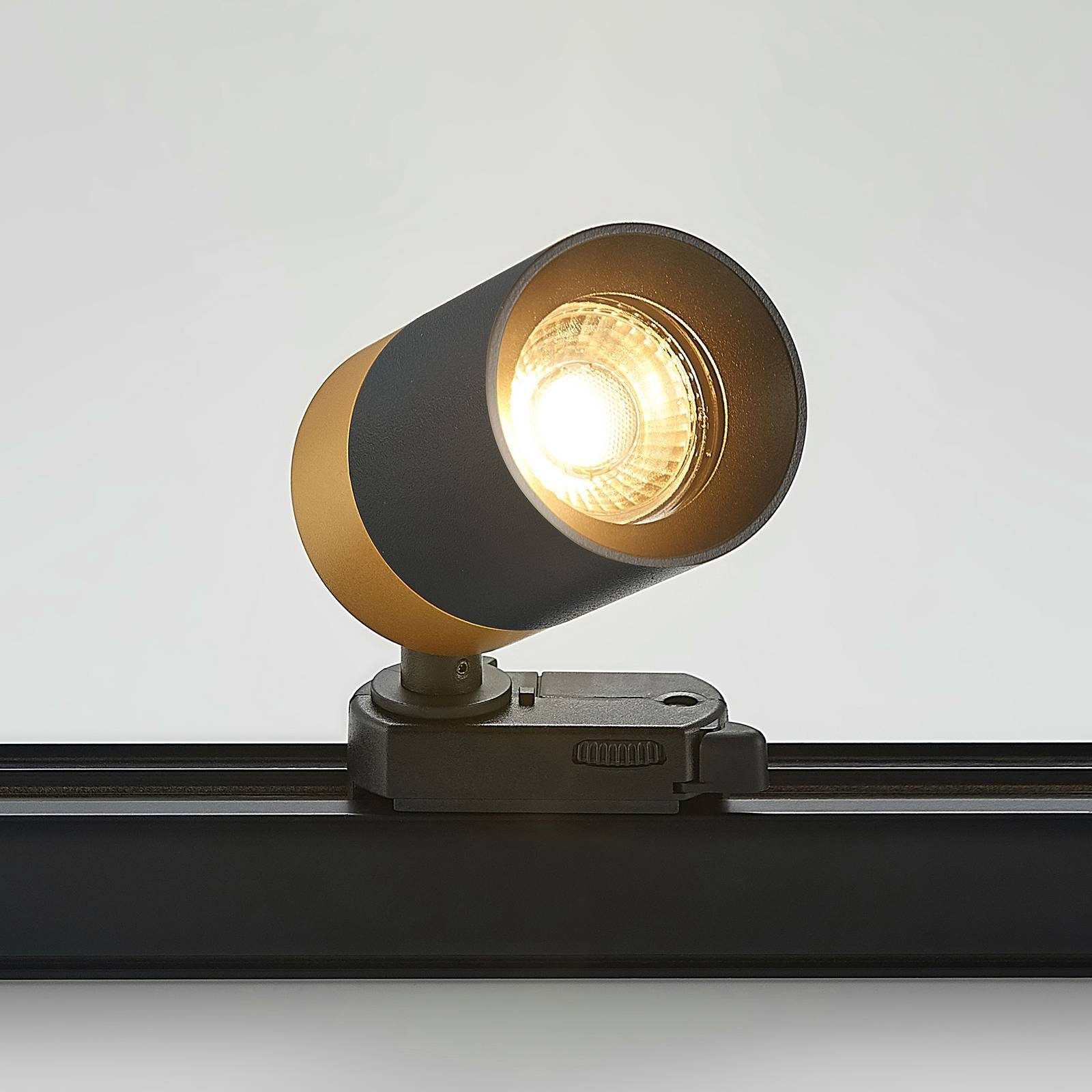 flammig, Schwarz, GU10 Schienensystem-Leuchten Modern, Nikora, Aluminium, 1 gold, Arcchio