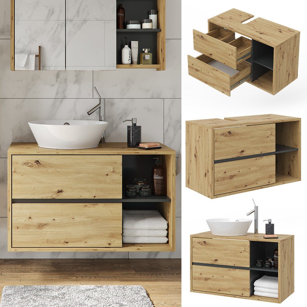 Vicco Waschbeckenunterschrank Viola, Artisan-Eiche/Anthrazit, 100 x günstig online kaufen