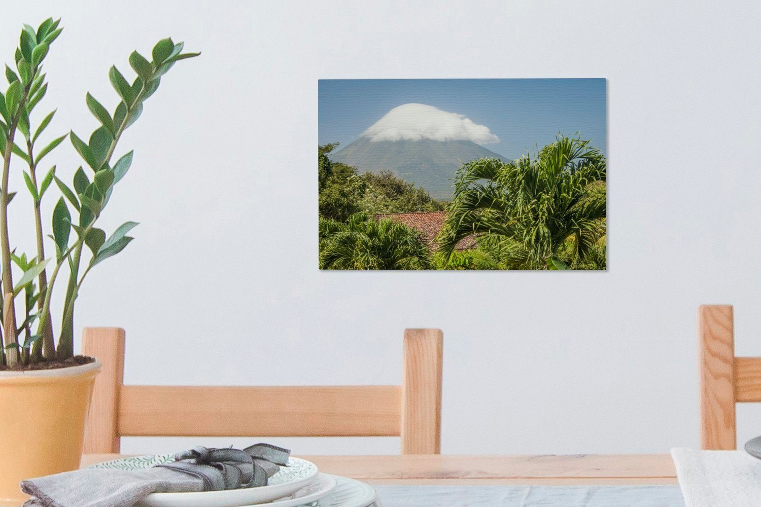 Wanddeko, cm Aufhängefertig, Leinwandbilder, 30x20 Leinwandbild OneMillionCanvasses® auf (1 dem Wolke St), Wandbild Insel Vulkan Ometepe, auf der