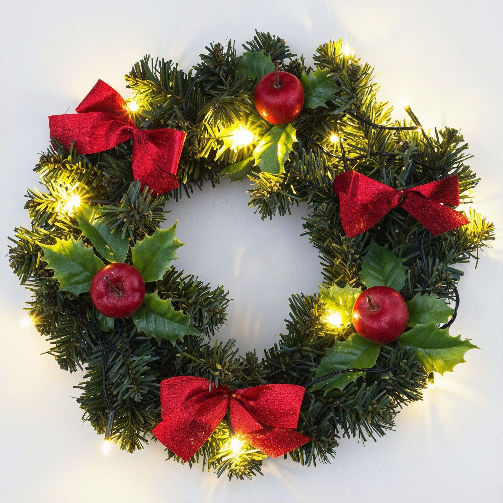 Gravidus Dekokranz LED Türkranz Ø30 cm mit roten Schleifen Äpfeln 15 warmwe günstig online kaufen