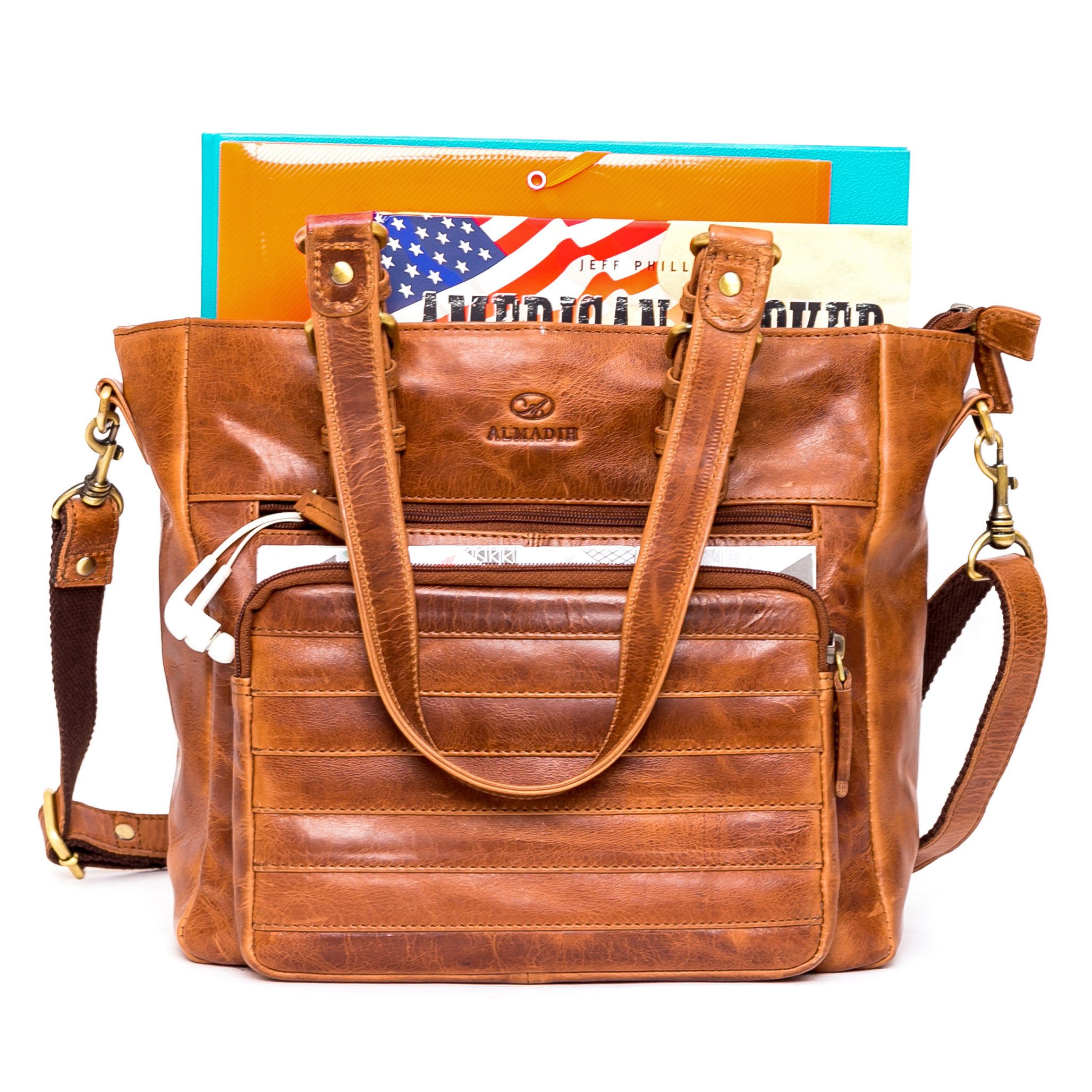 ALMADIH Schultertasche Leder Damen KYLA Ledertasche Handtasche Henkeltasche