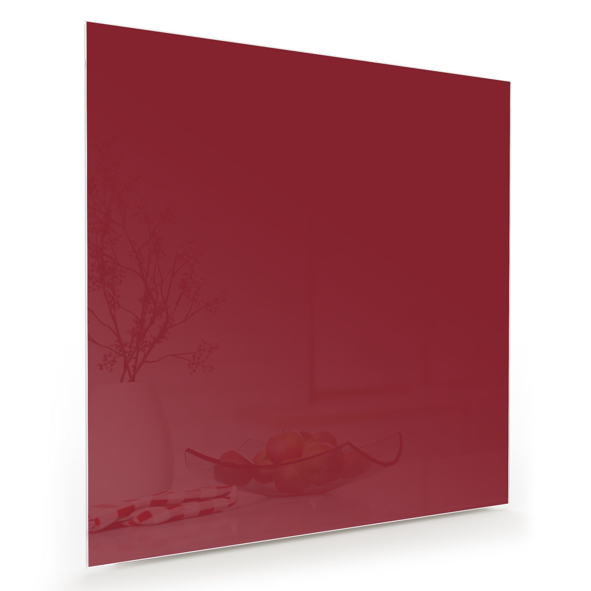 Primedeco Glasbild Wandbild Quadratisch Weinroter Hintergrund II mit Aufhängung, Farben