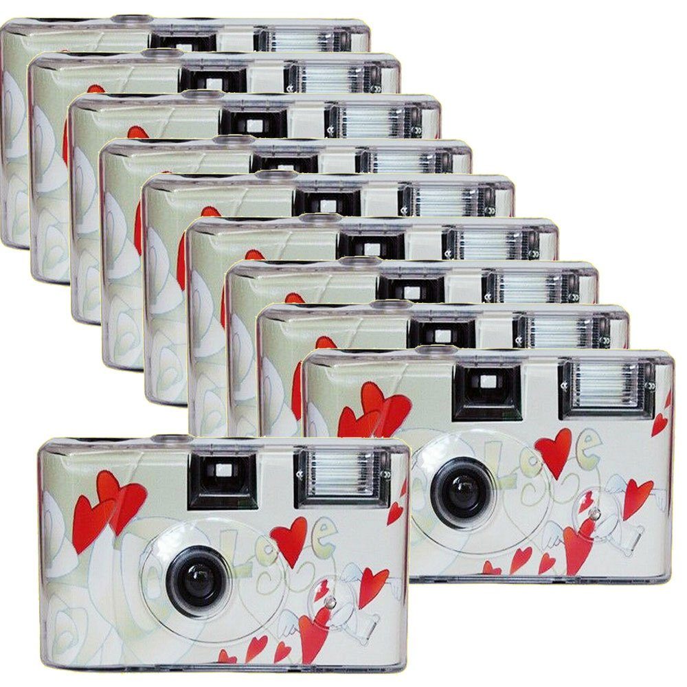 Photo Porst 10x Einwegkamera fliegende Herzen weiß MHD 12.2025 Einwegkamera