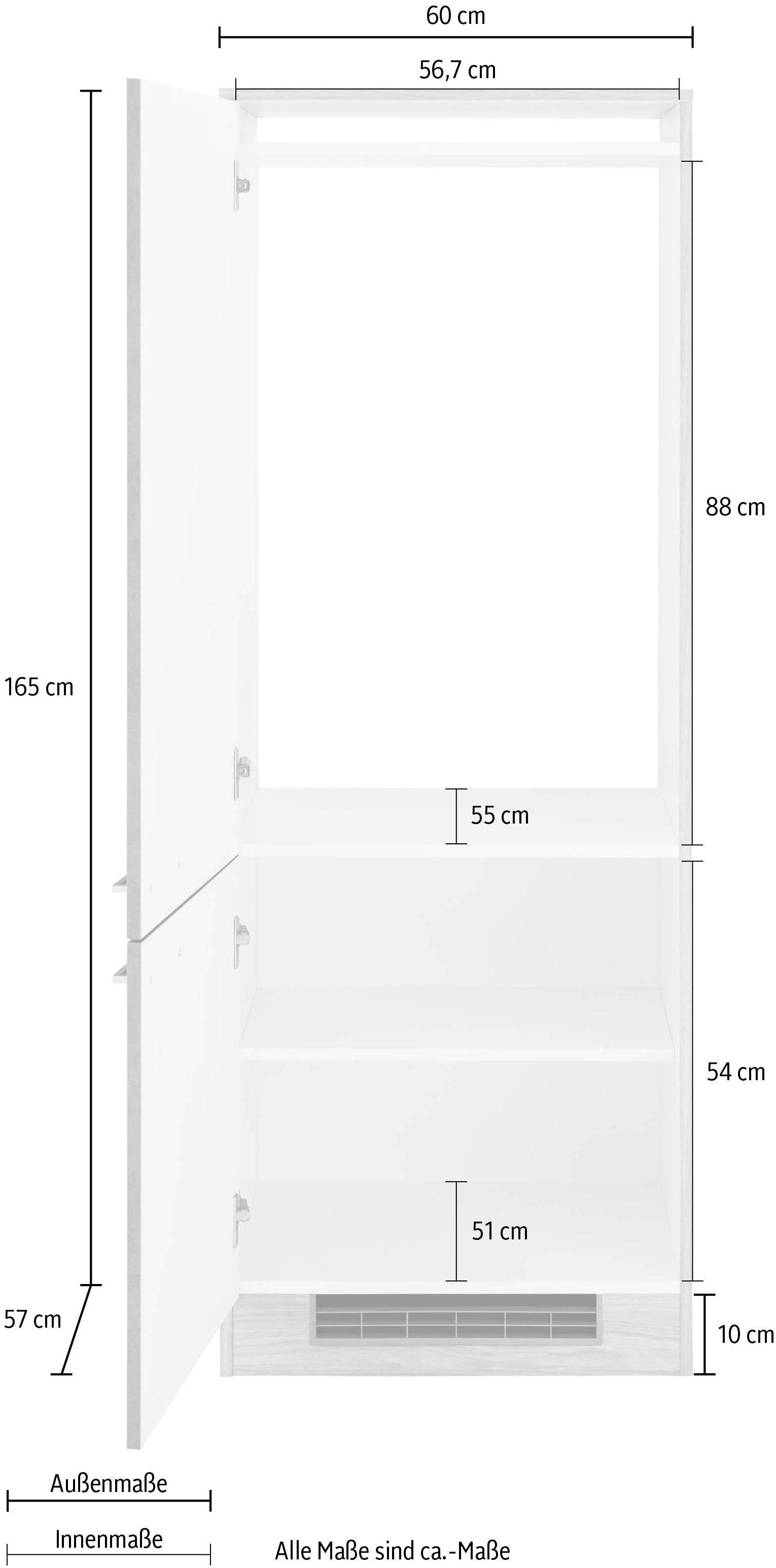 beton/satin Zell eichefarben Küchen wiho Kühlumbauschrank