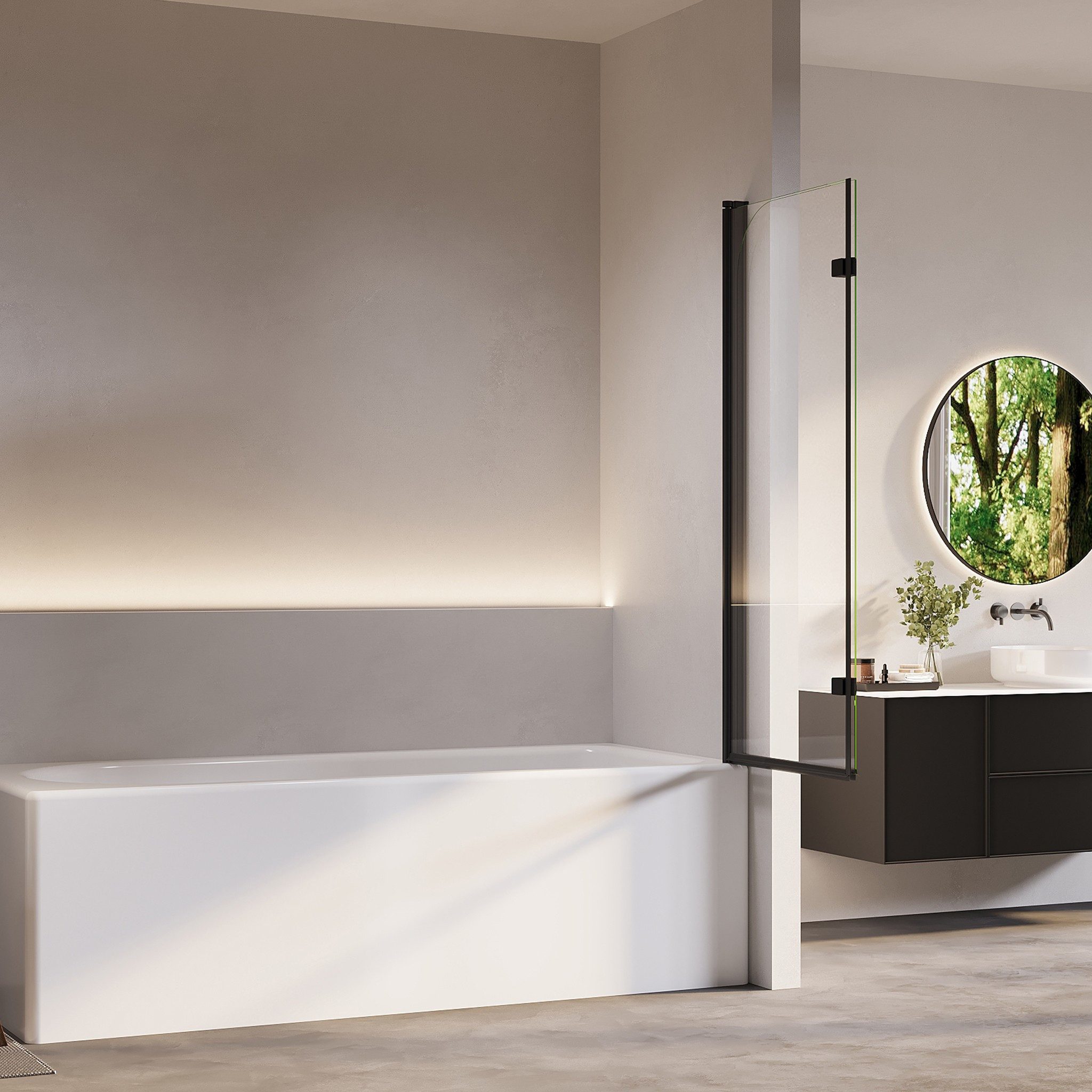 AmuseVera Badewannenfaltwand Duschwand für Badewanne Badewannenaufsatz 2 tlg 3 tlg Schwarz/Chrome, ESG Sicherheistsglas, (Set, 180° schwenkbar Faltwand Dusche Duschtrennwand Faltbar), Faltwand Duschwand Badewanne 2 teilig 180° schwenkbar