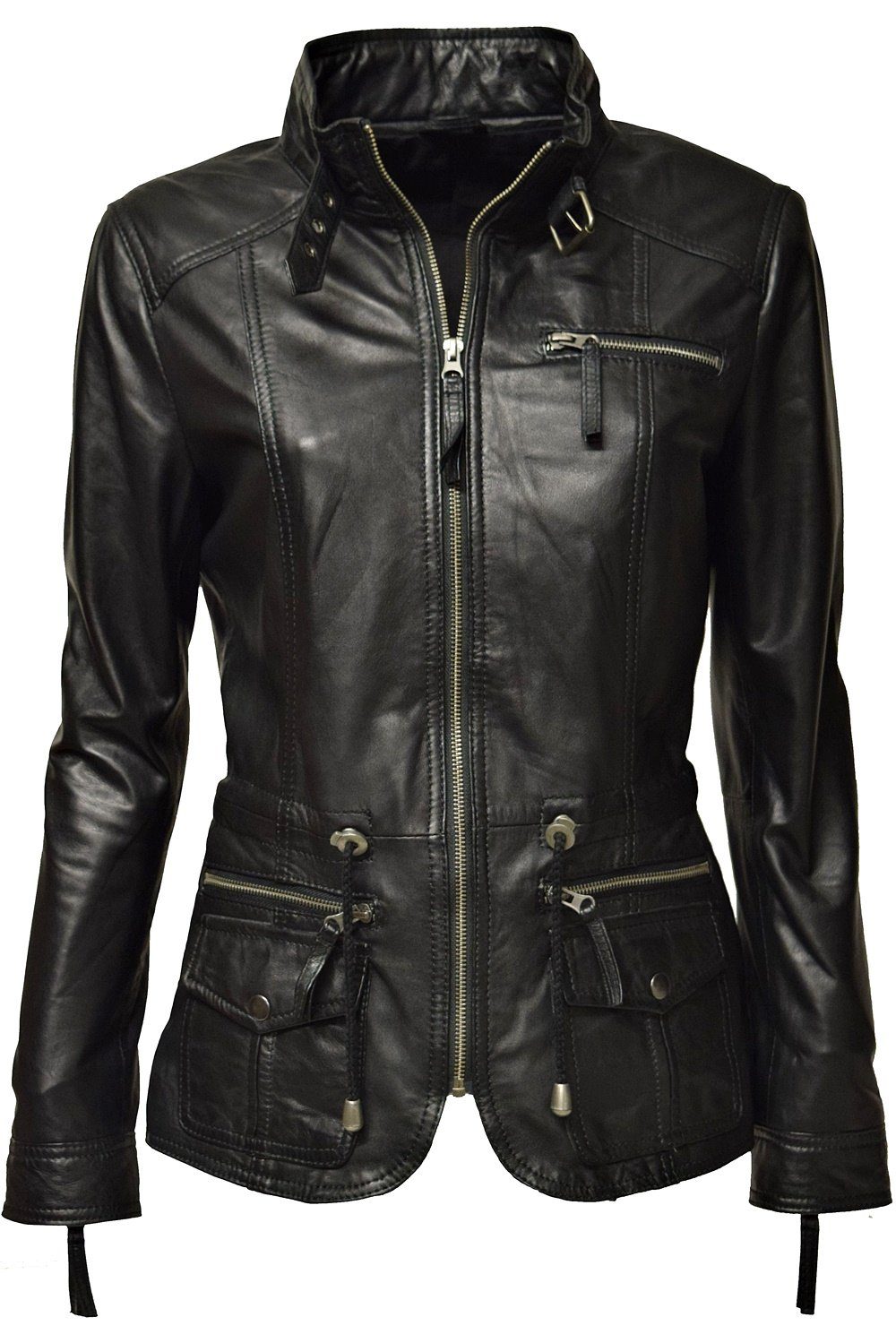 Zimmert Leather Lederjacke Lana mit Stehkragen, weiches Leder Schwarz