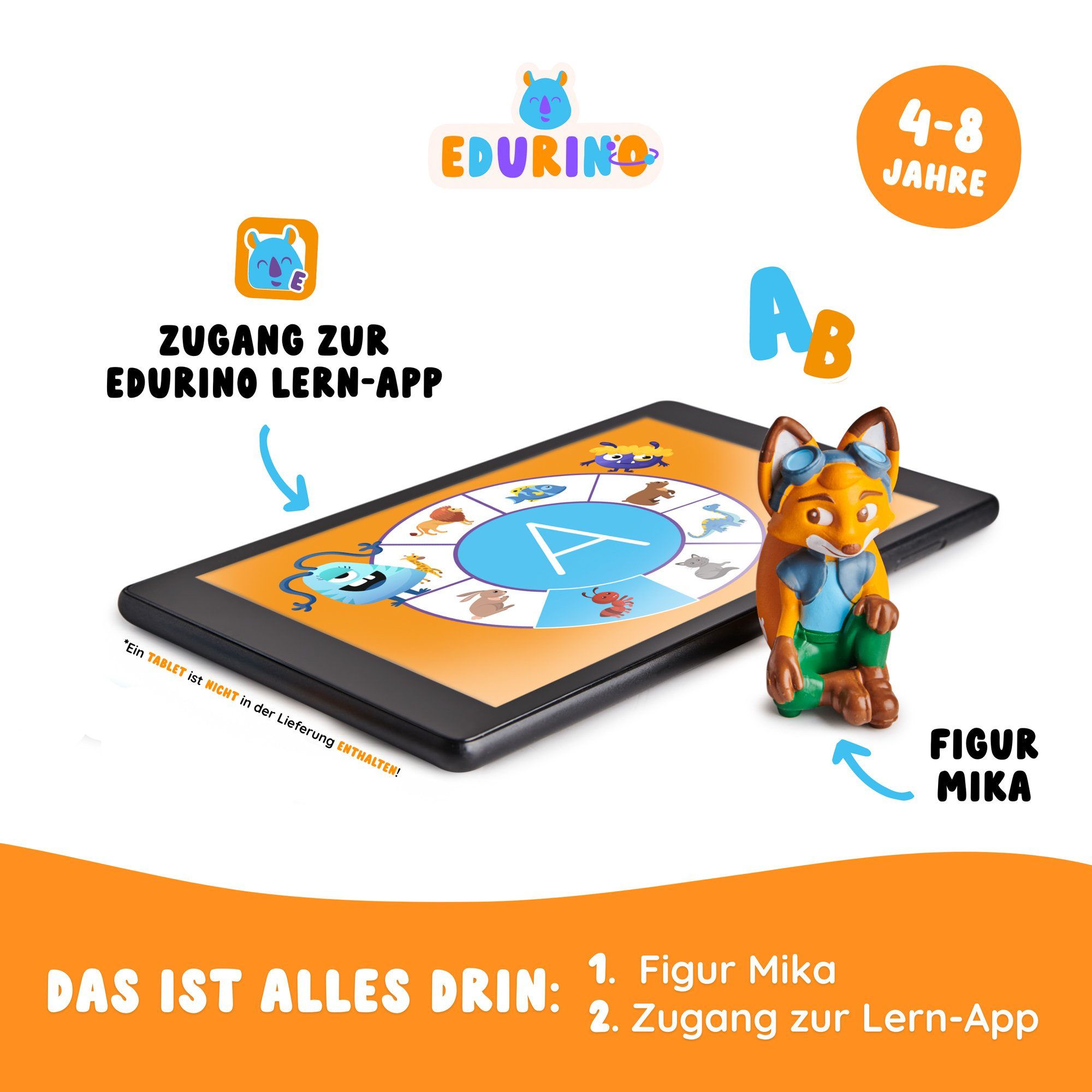 Edurino Lernspielzeug Mika 1 Lernfigur Erstes Lesen & Schreiben I Buchstaben I ab 4 Jahren