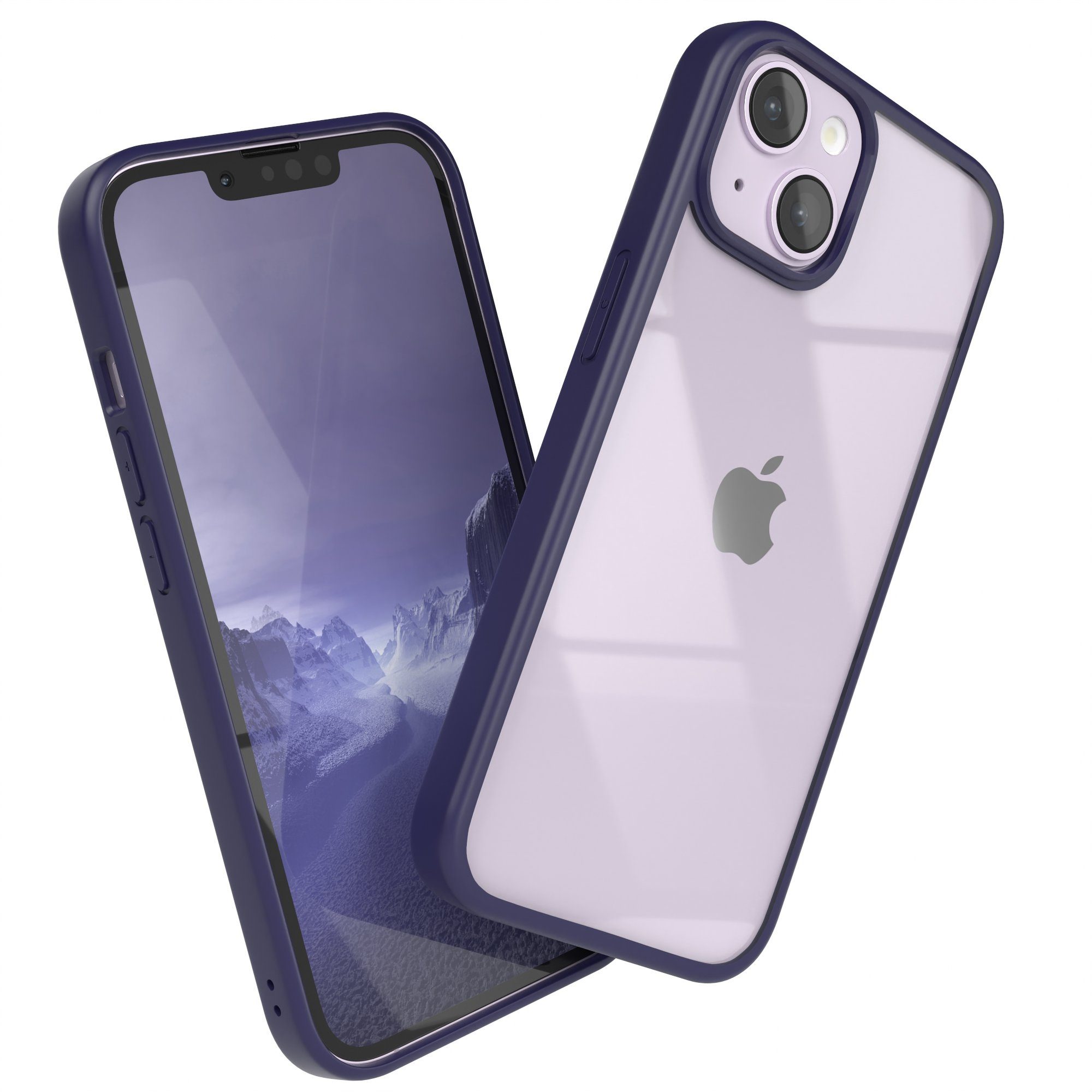 EAZY CASE Handyhülle Bumper Case für Apple iPhone 14 / iPhone 13 6,1 Zoll, Schutzhülle kratzfest Slim Cover Transparent Hybrid Handyhülle Lila