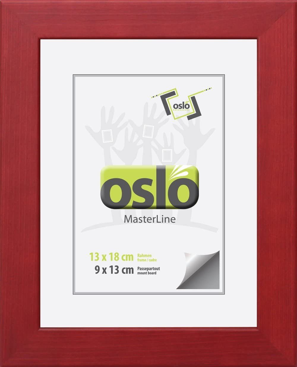 Oslo MasterLine Bilderrahmen Bilderrahmen rot Echtglas FSC-zertifiziert massiv Holz und Hoch 13x18 Querformat