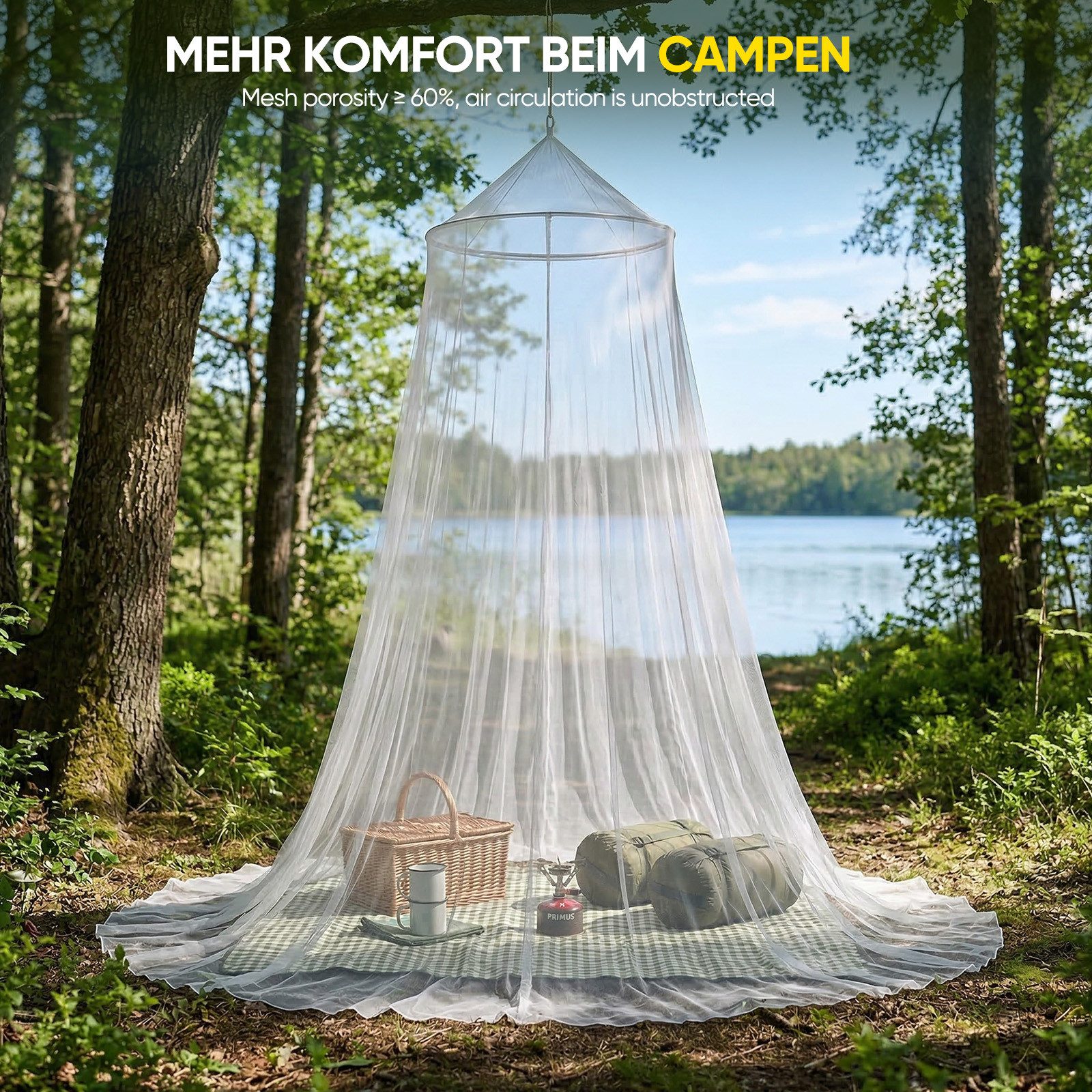 Sekey Moskitonetz Moskitonetz Bett Insektenschutz für Einzel- und Doppelbett Fliegennetz, 60x220x850cm Einzel Baldachin für Schlafzimmer, Reise und Kinderzimmer – Bild 4 von 5