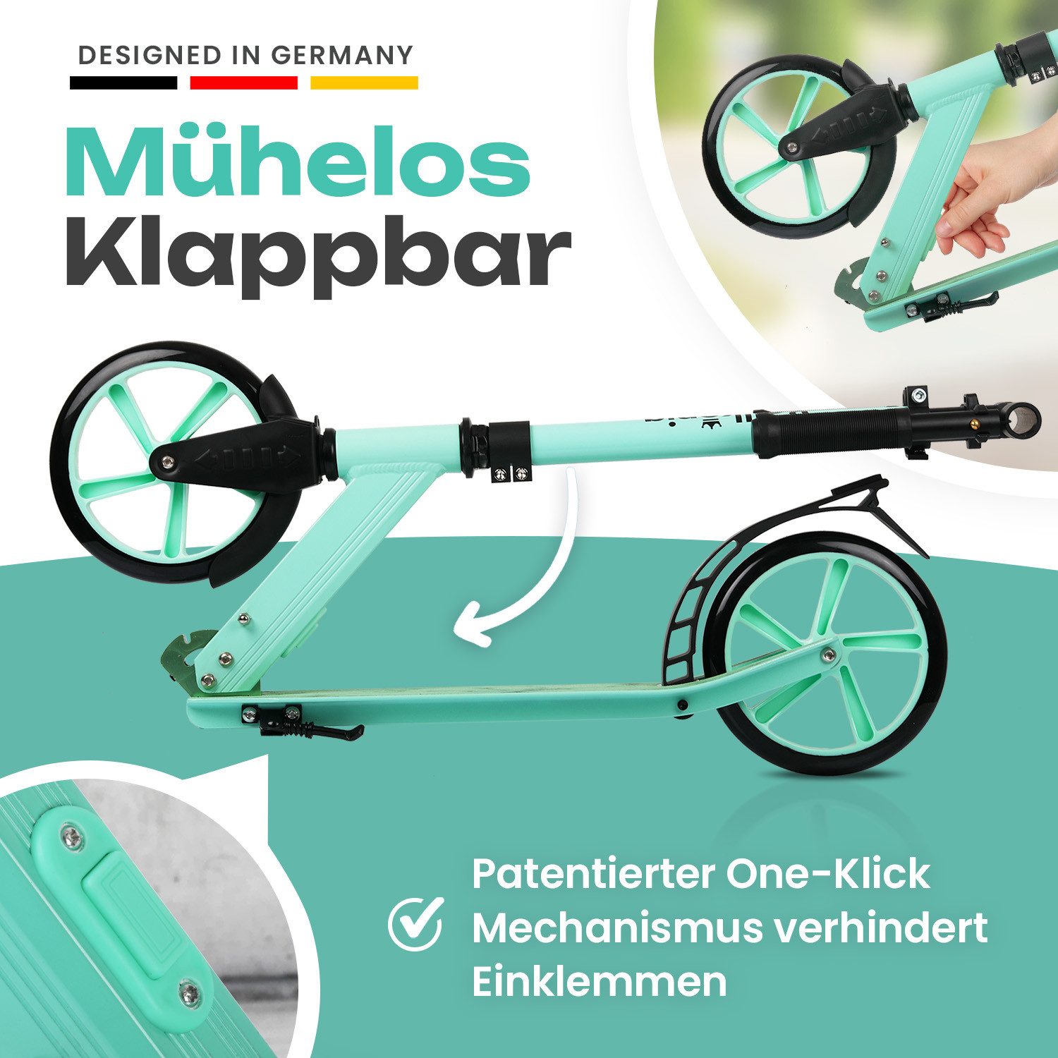 ROLLKÖNIG Tretroller Rollkönig ® Scooter Kinder ab 5 Jahren, City-Scooter mit großen Rädern, Ab 5 Jahres