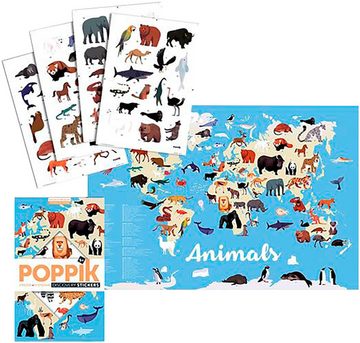 POPPIK Kreativset Sticker Lernposter, Tiere der Welt