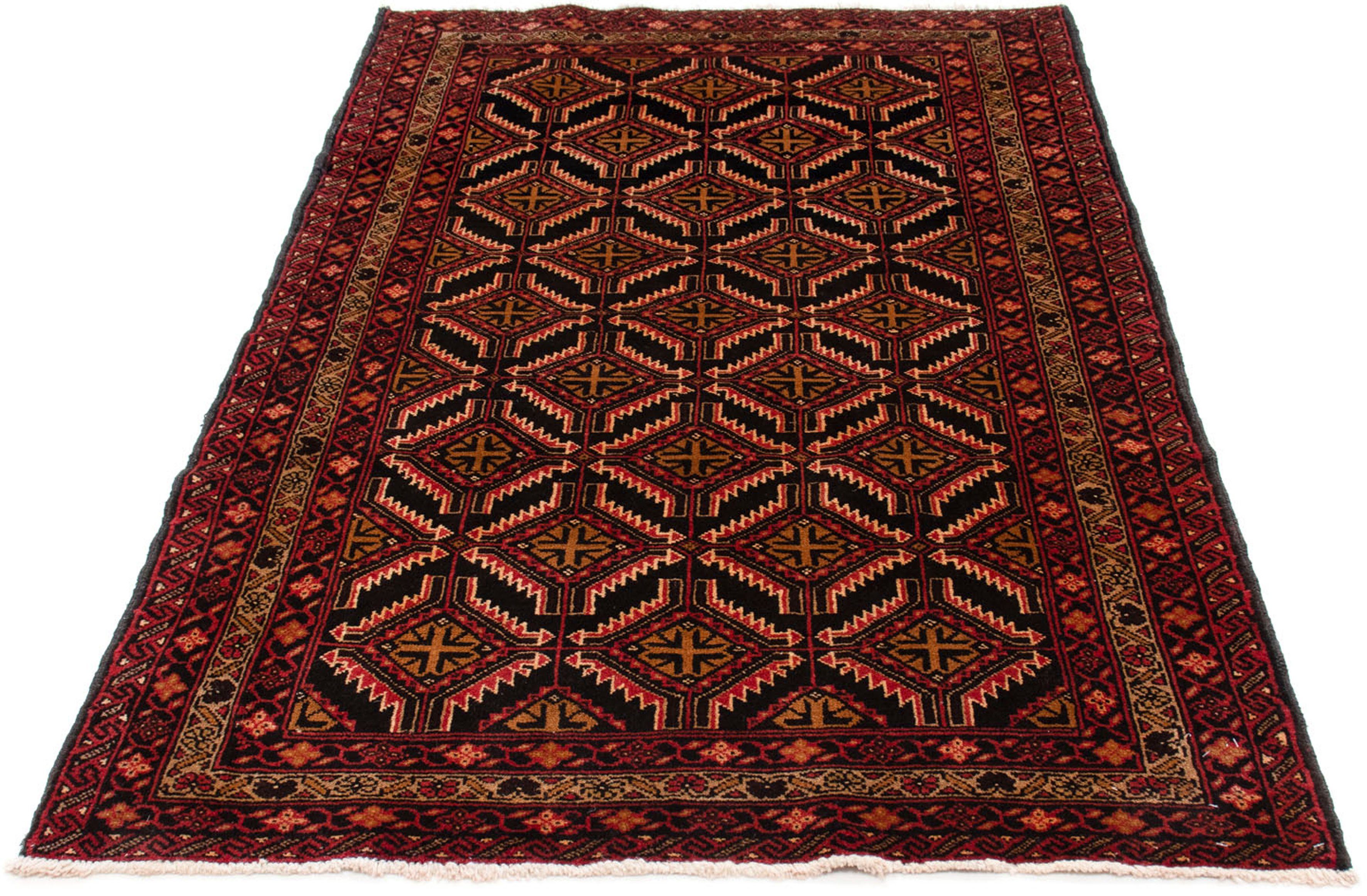 Orientteppich Belutsch - 193 x 111 cm - dunkelrot, morgenland, rechteckig, Höhe: 8 mm, Wohnzimmer, Handgeknüpft, Einzelstück mit Zertifikat