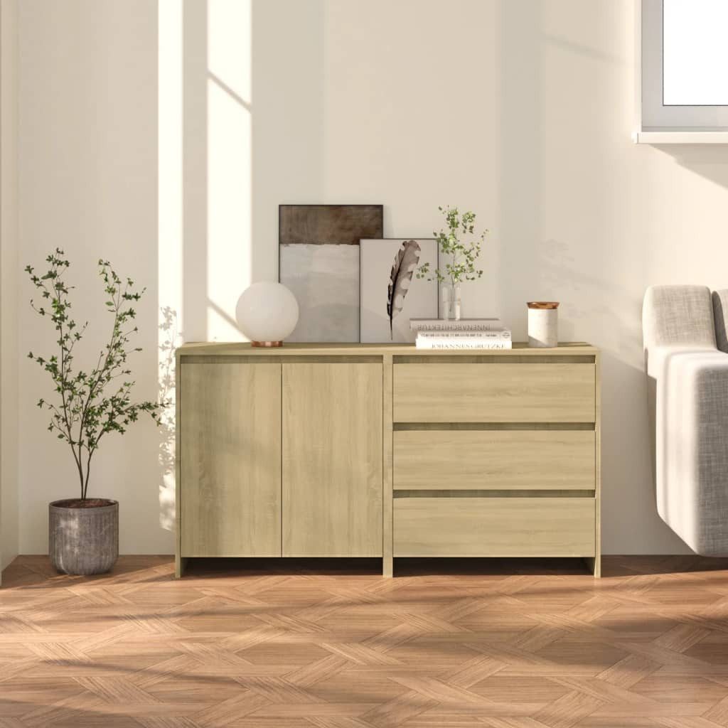 vidaXL Sideboard, 2-tlg. Kommode Sonoma-Eiche Holzwerkstoff