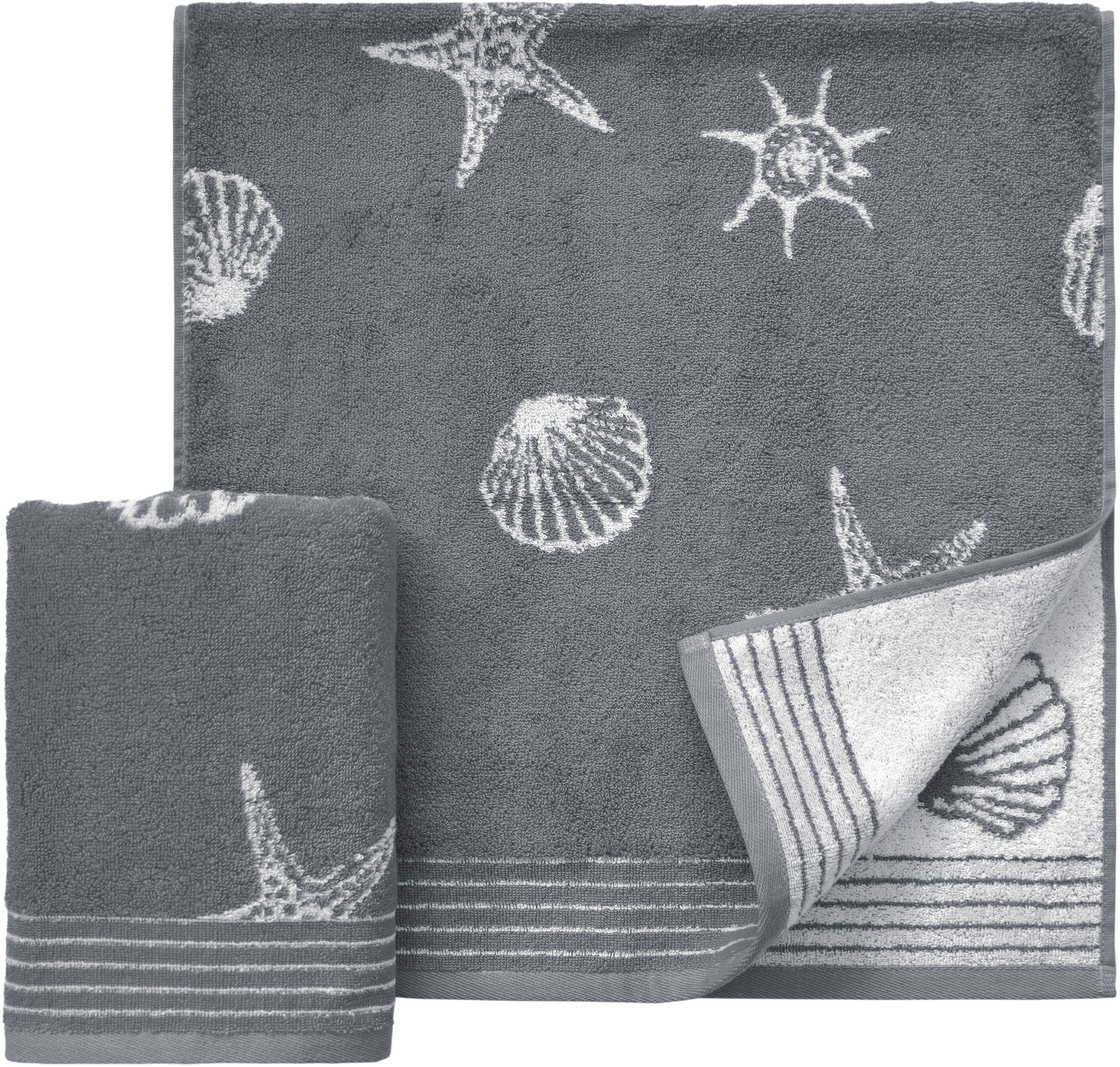 Dyckhoff Handtücher Seashell, Walkfrottee (2-St), mit günstig online kaufen